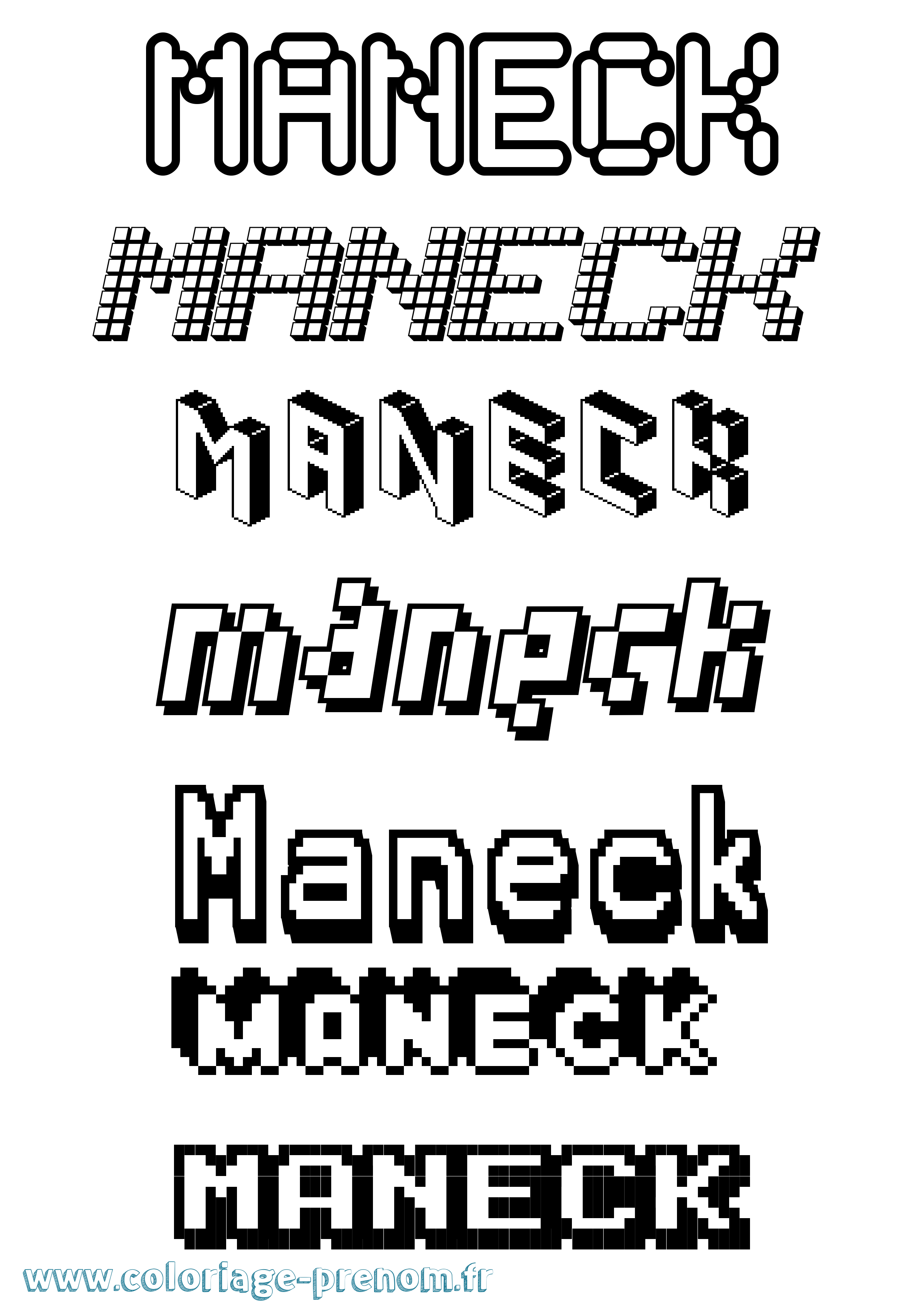 Coloriage Maneck Pixel Coloriage prénom Maneck Pixel