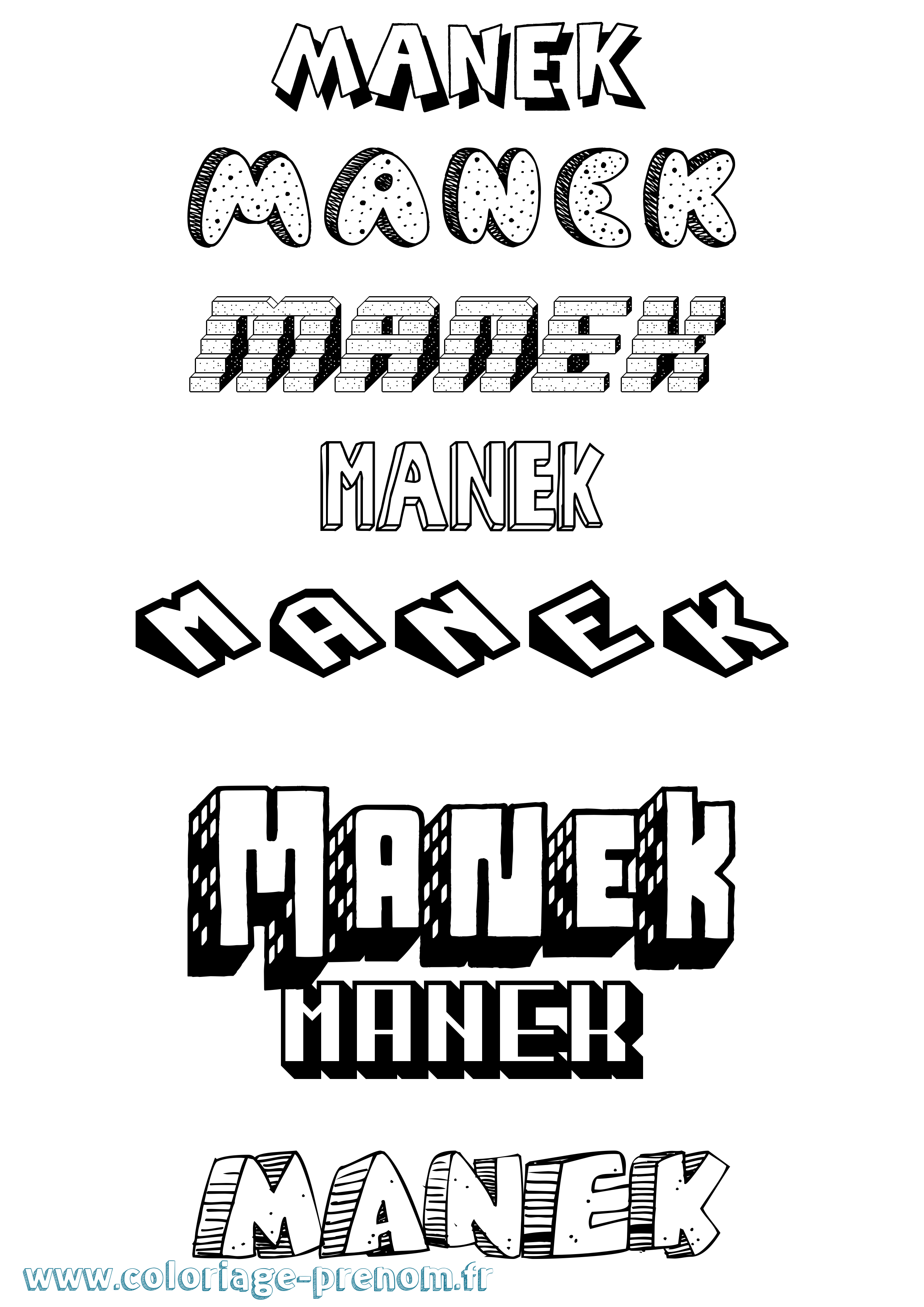 Coloriage Manek Effet 3D Coloriage prénom Manek Effet 3D