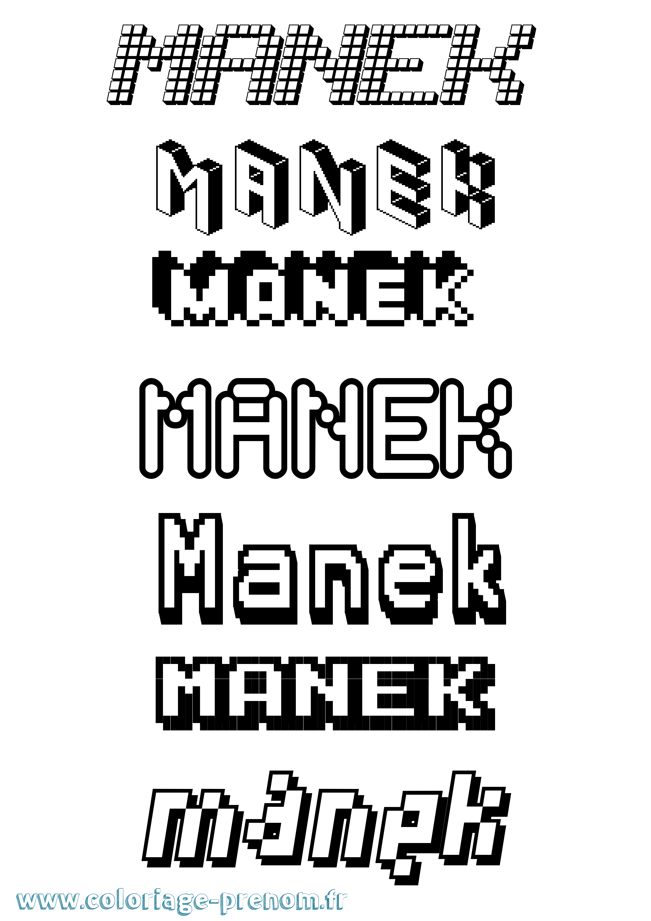 Coloriage Manek Pixel Coloriage prénom Manek Pixel