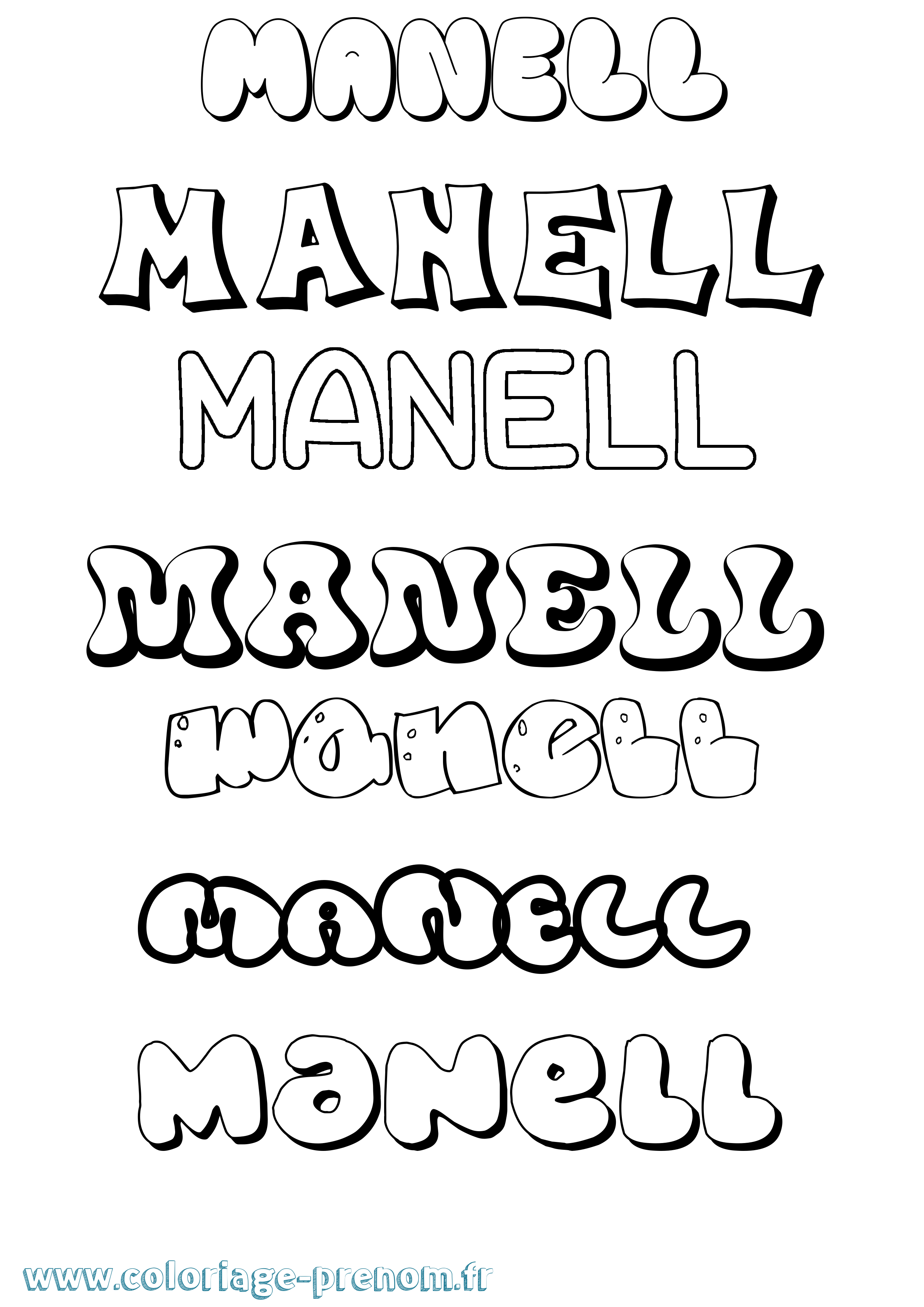 Coloriage Manell Bubble Coloriage prénom Manell Bubble