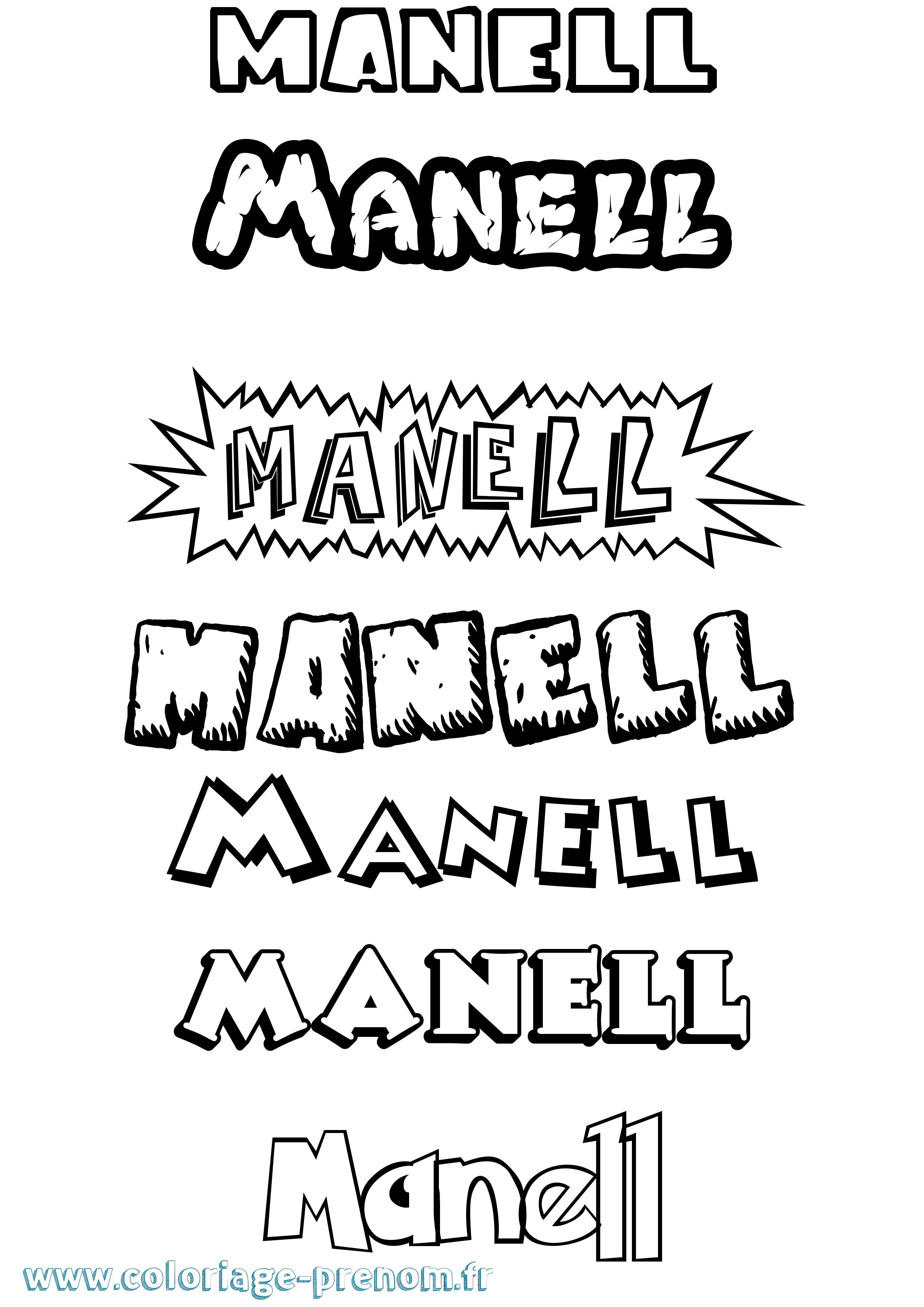 Coloriage Manell Dessin Animé Coloriage prénom Manell Dessin Animé
