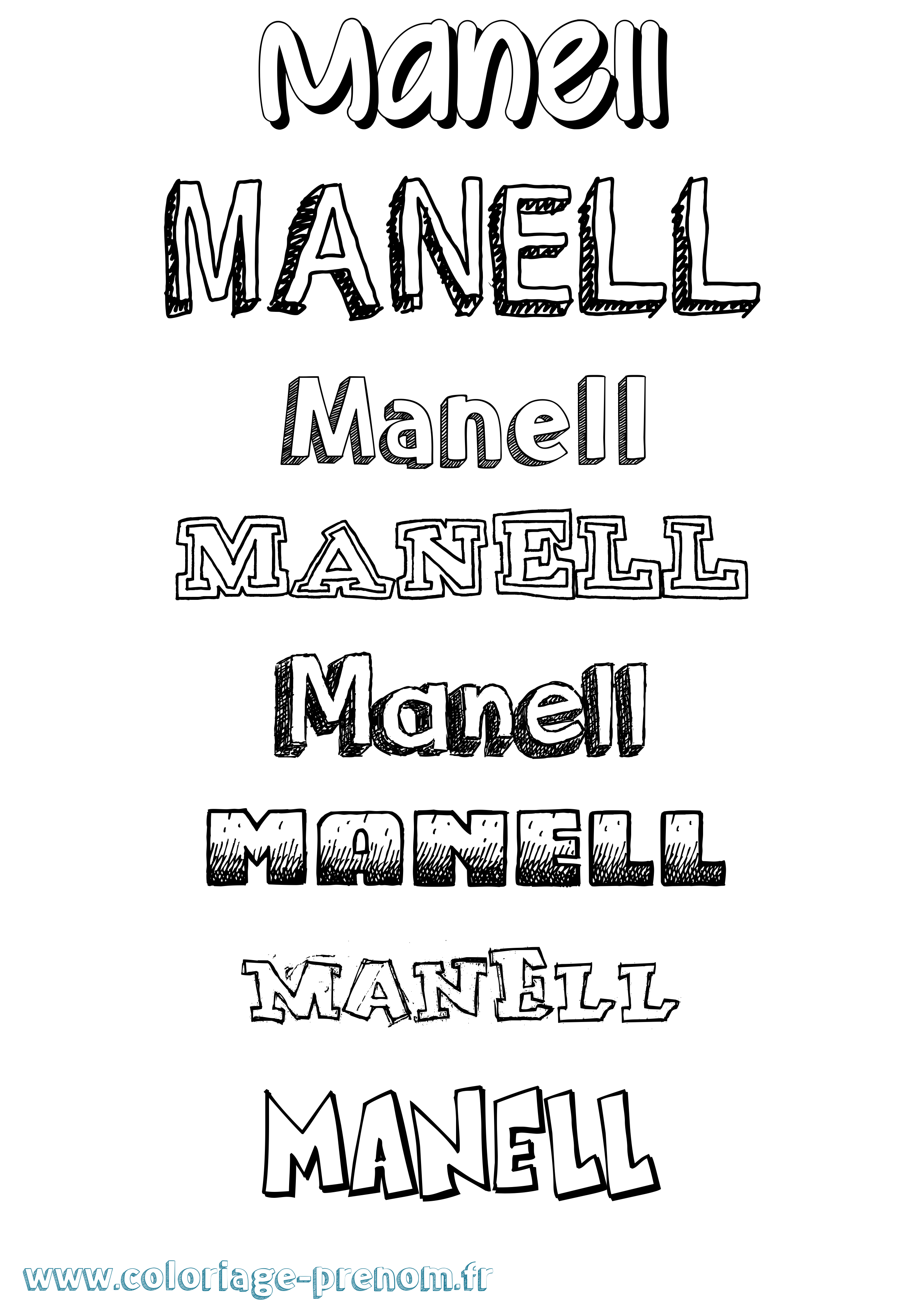 Coloriage Manell Dessiné Coloriage prénom Manell Dessiné