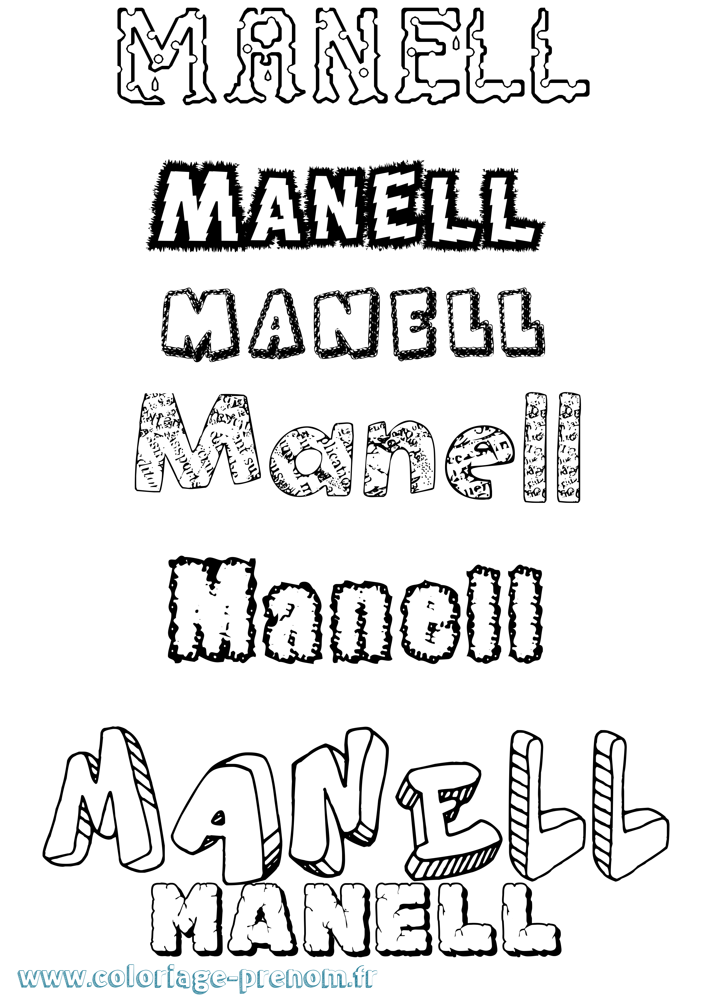 Coloriage Manell Destructuré Coloriage prénom Manell Destructuré