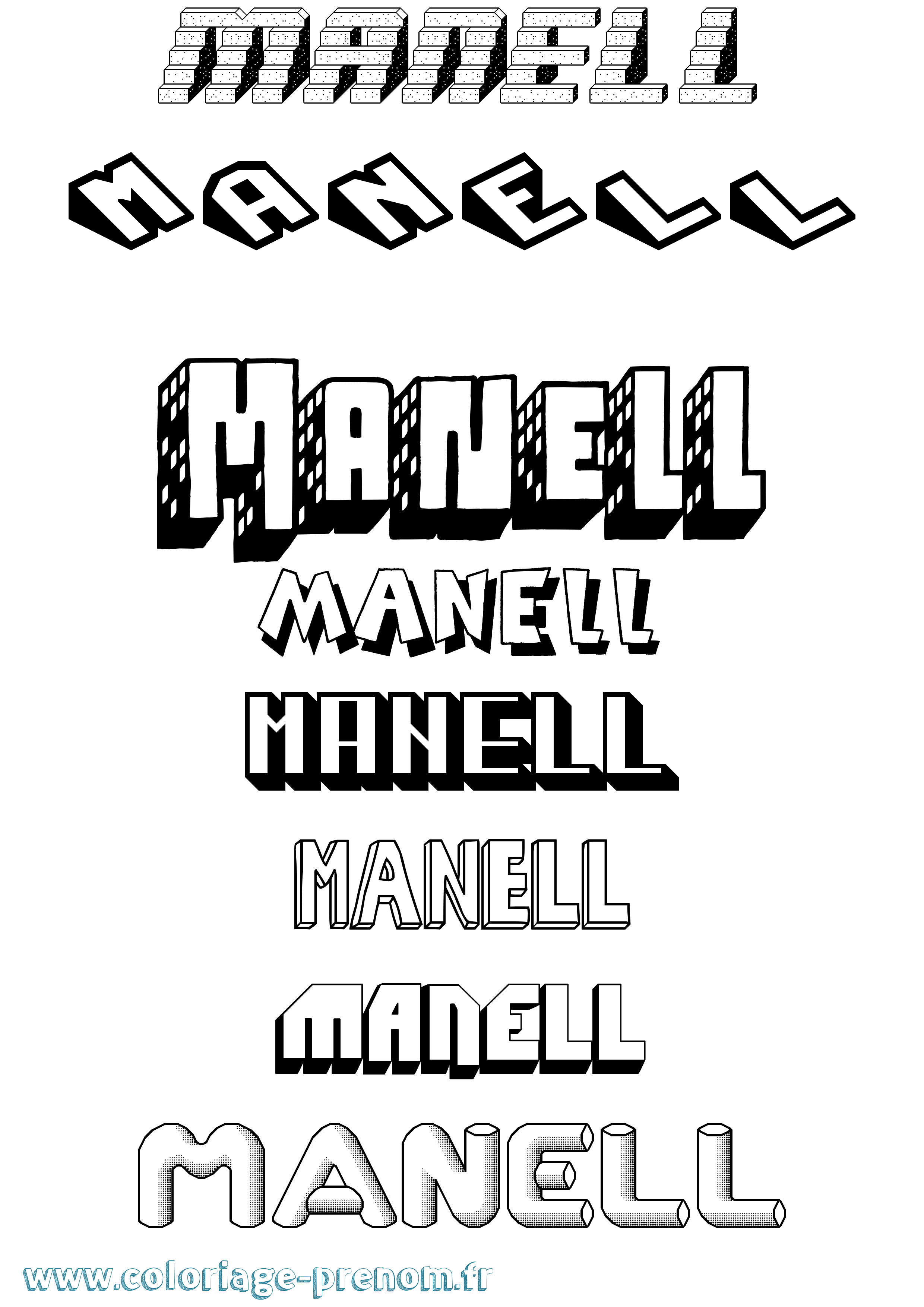 Coloriage Manell Effet 3D Coloriage prénom Manell Effet 3D