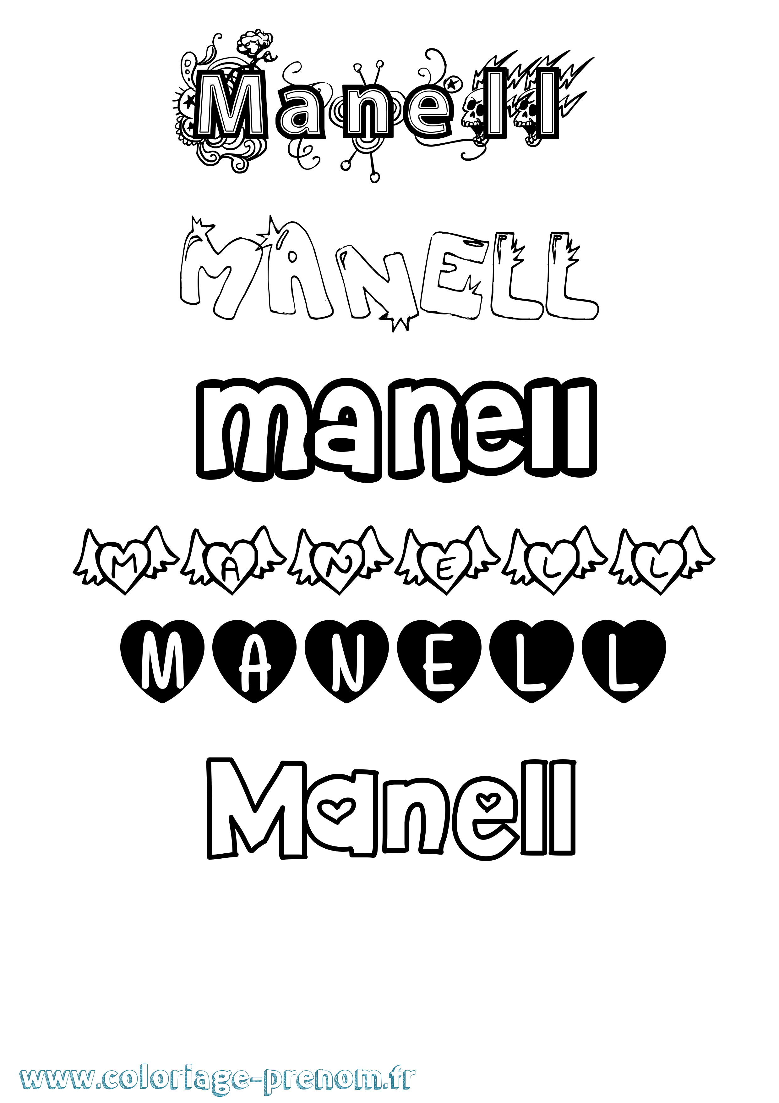 Coloriage Manell Girly Coloriage prénom Manell Girly