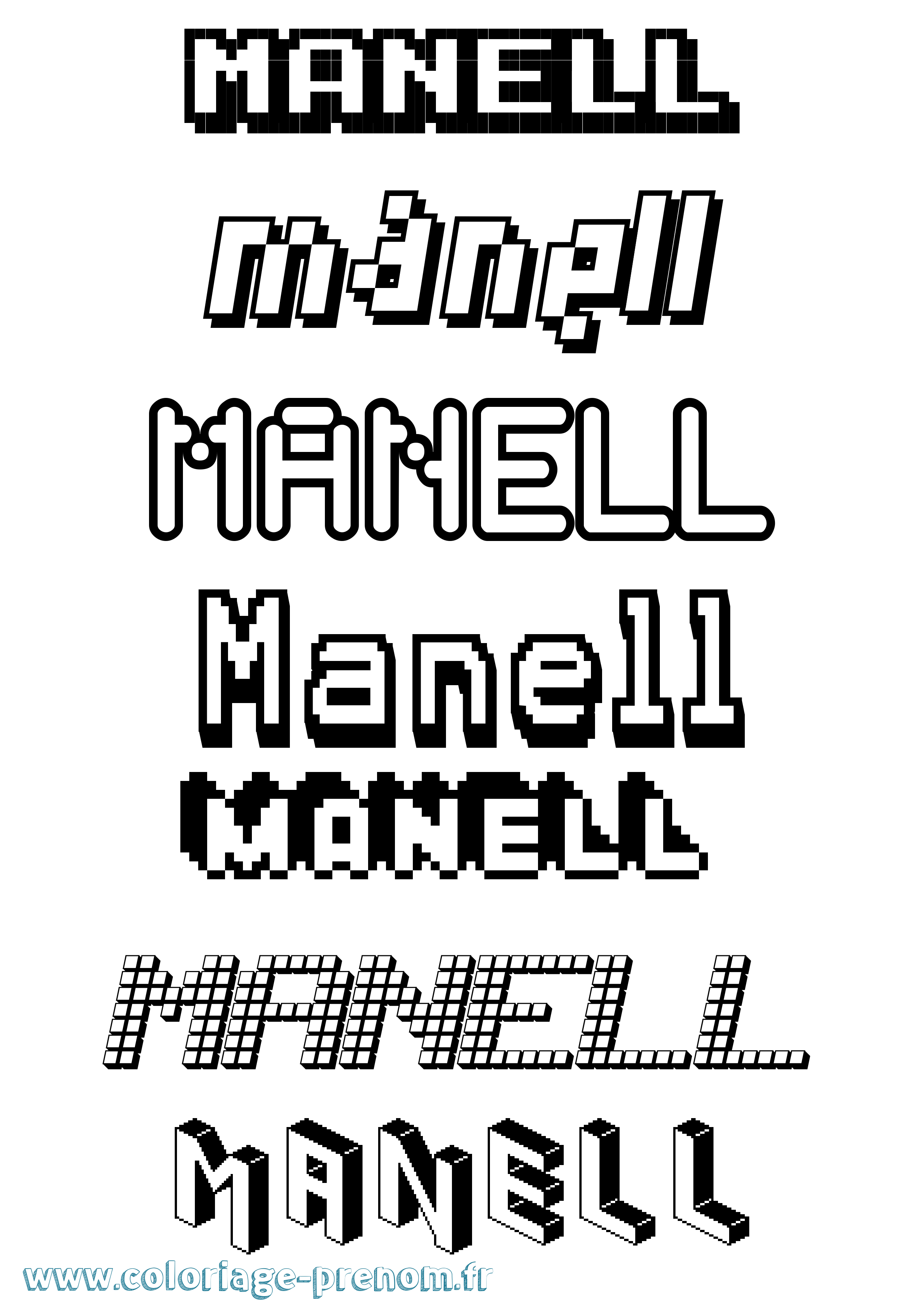 Coloriage Manell Pixel Coloriage prénom Manell Pixel