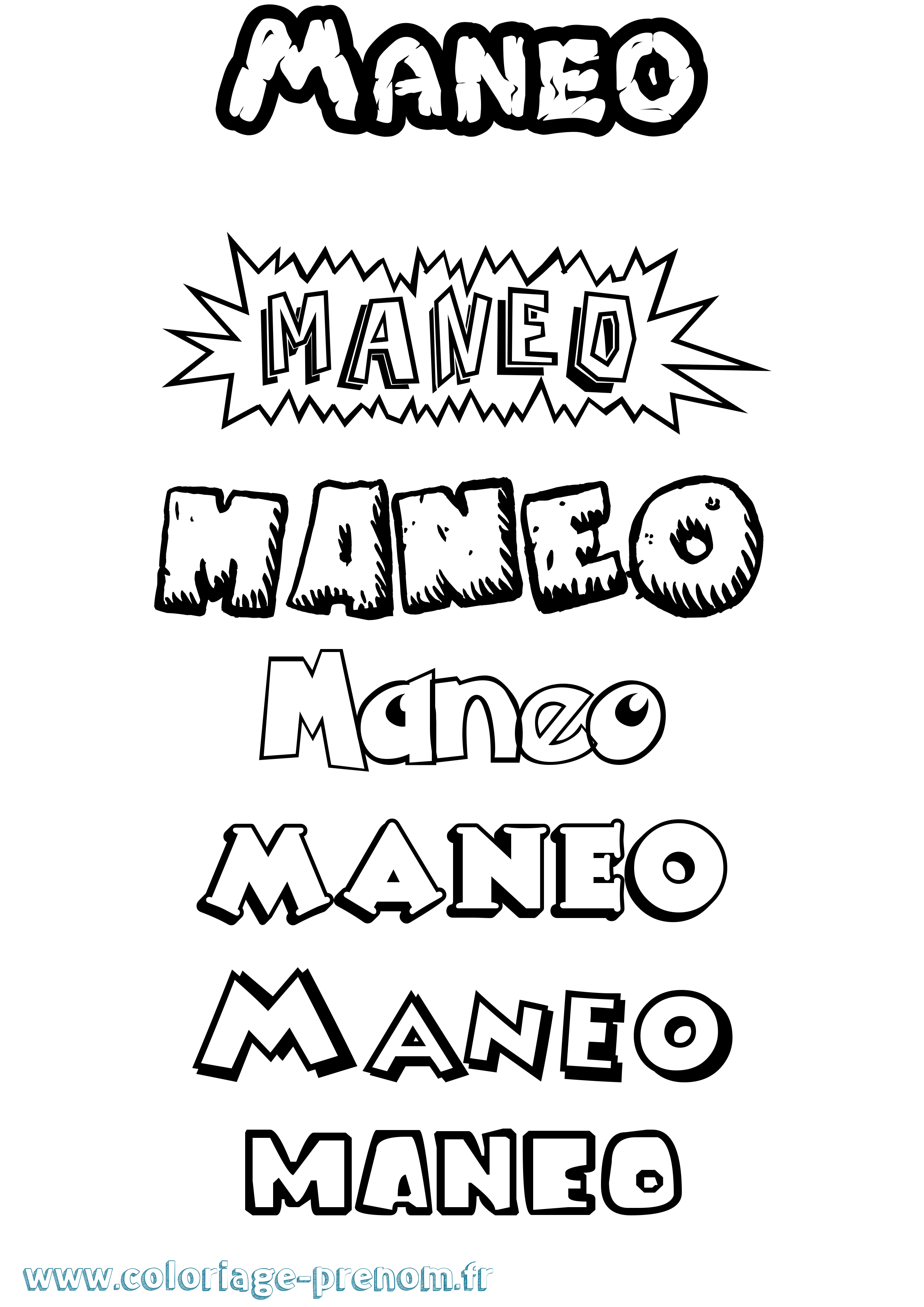Coloriage Maneo Dessin Animé Coloriage prénom Maneo Dessin Animé