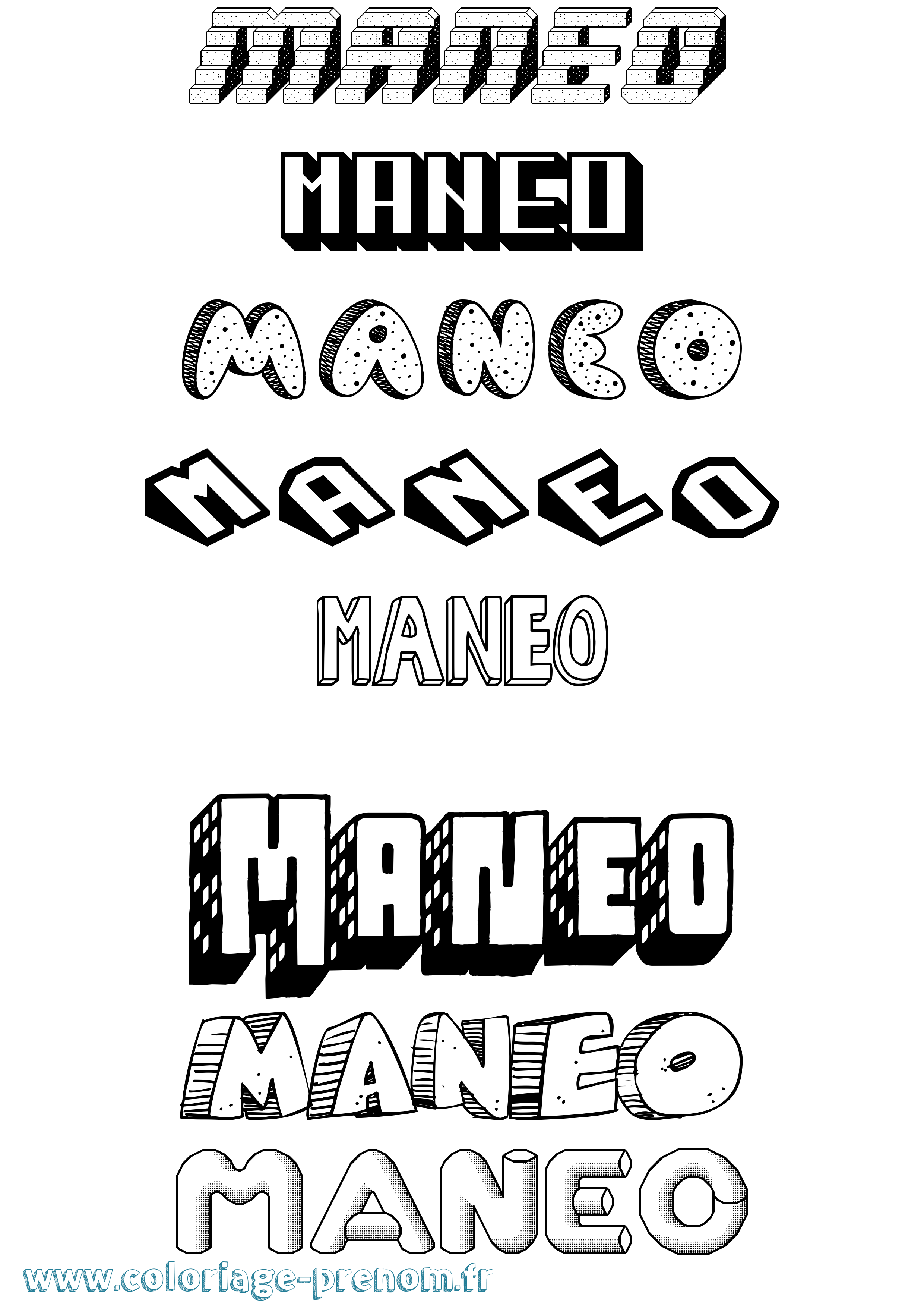 Coloriage Maneo Effet 3D Coloriage prénom Maneo Effet 3D