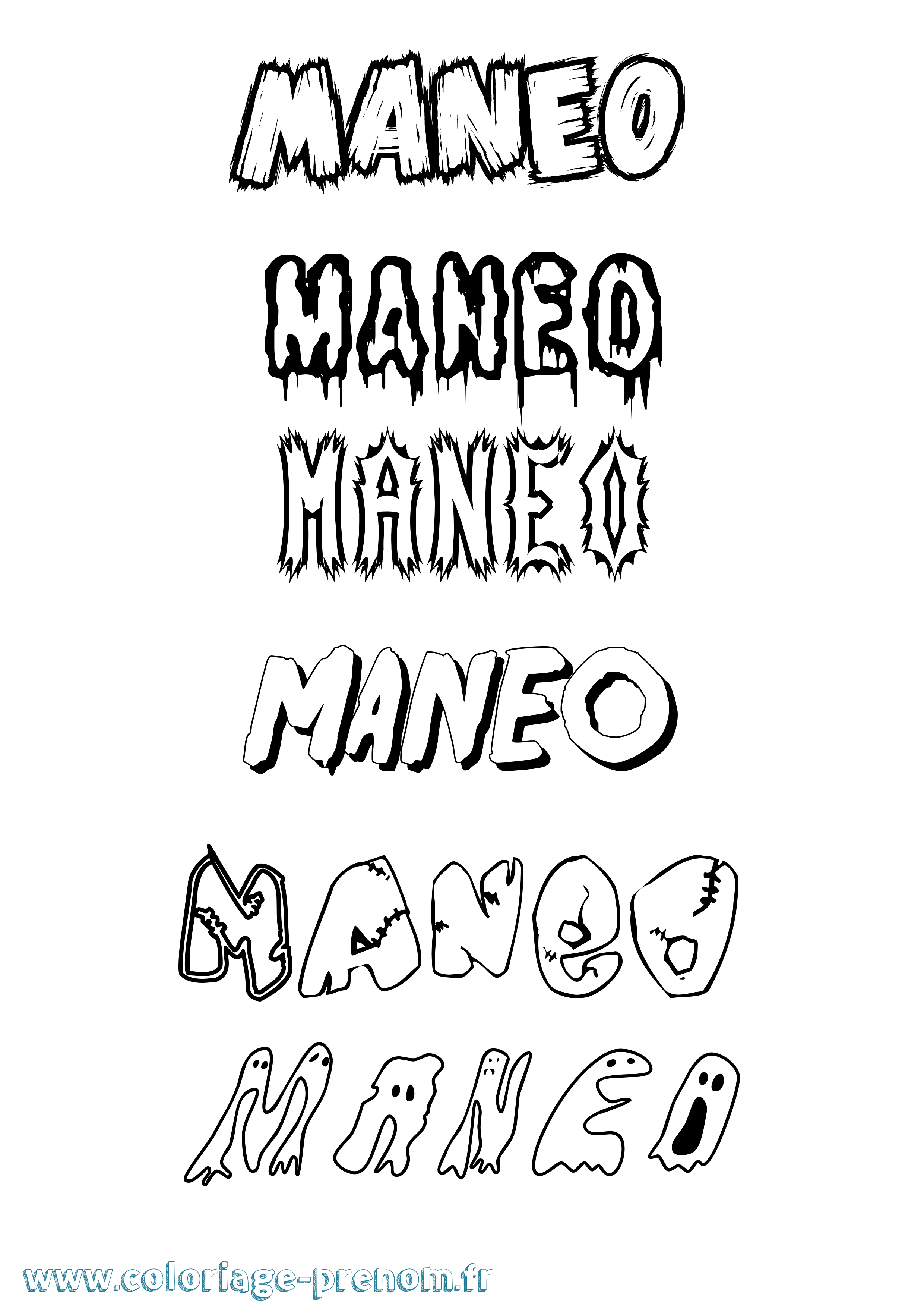 Coloriage Maneo Frisson Coloriage prénom Maneo Frisson