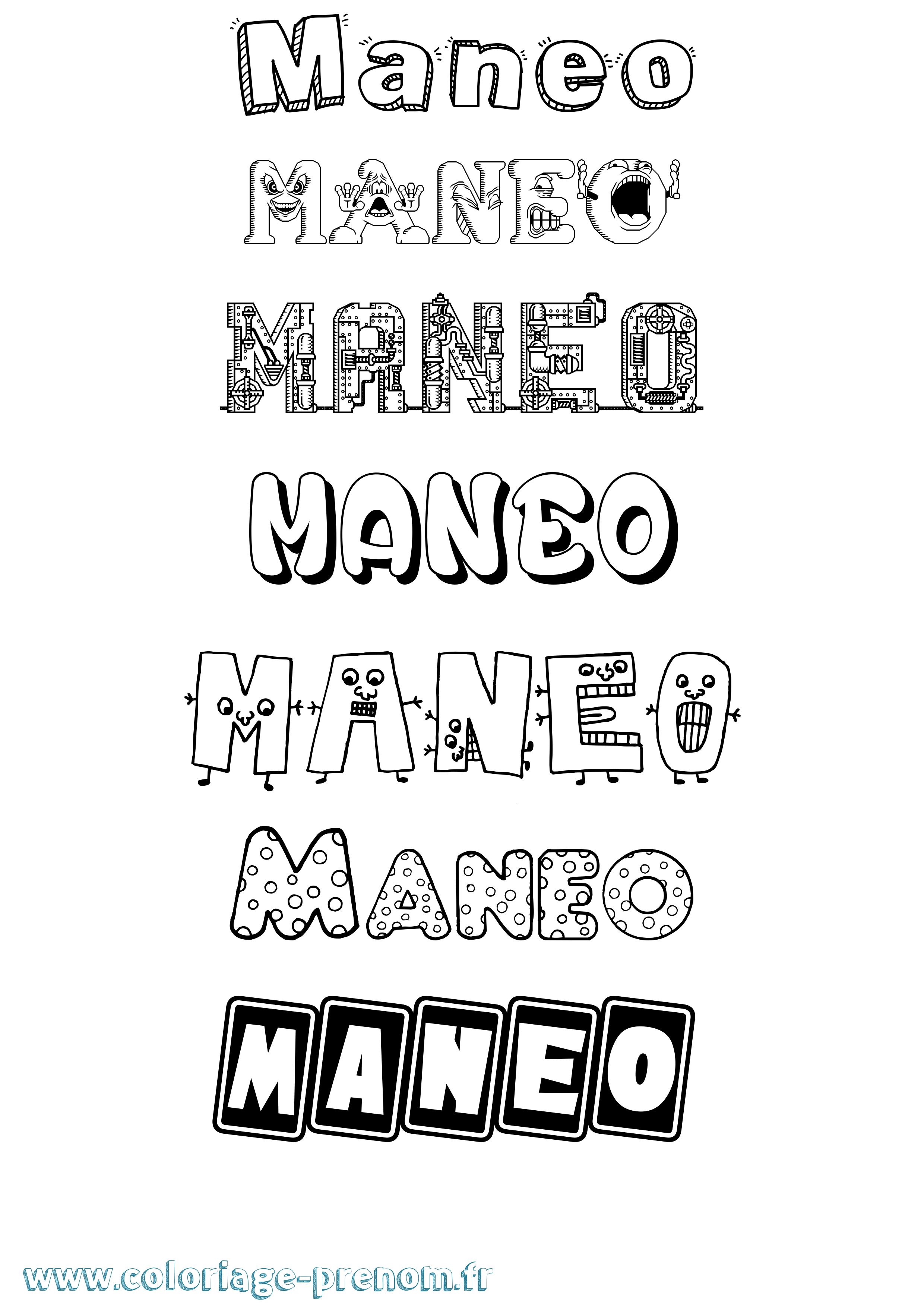 Coloriage Maneo Fun Coloriage prénom Maneo Fun