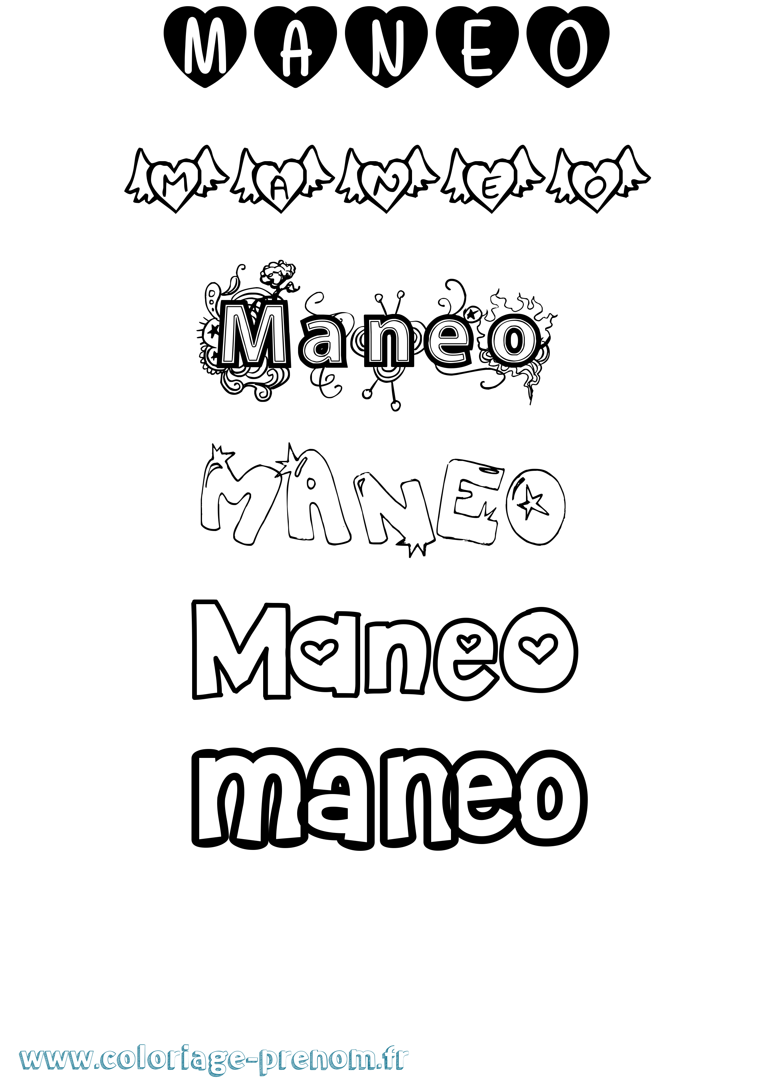 Coloriage Maneo Girly Coloriage prénom Maneo Girly