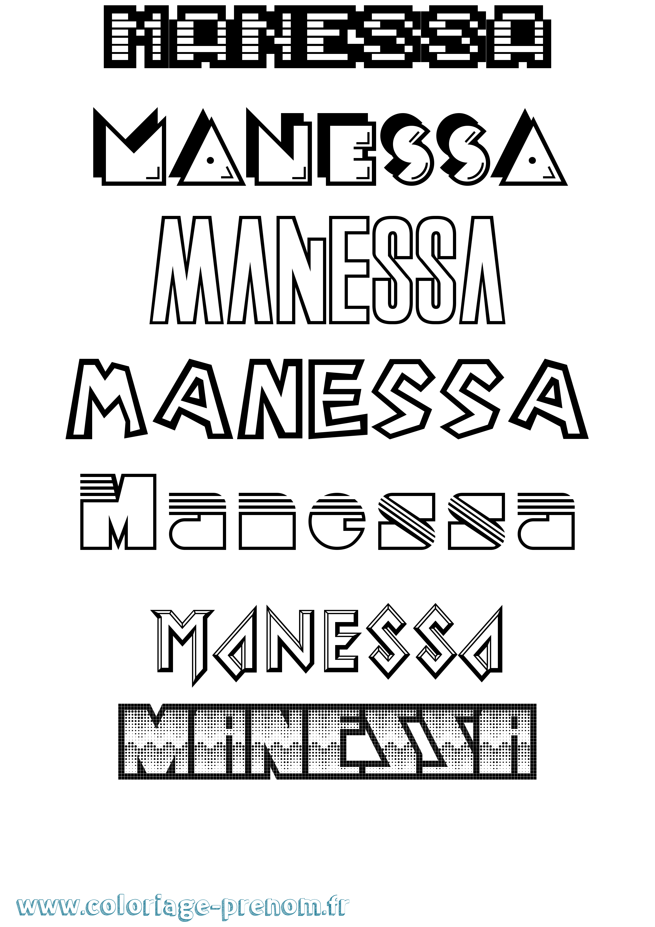 Coloriage Manessa Jeux Vidéos Coloriage prénom Manessa Jeux Vidéos