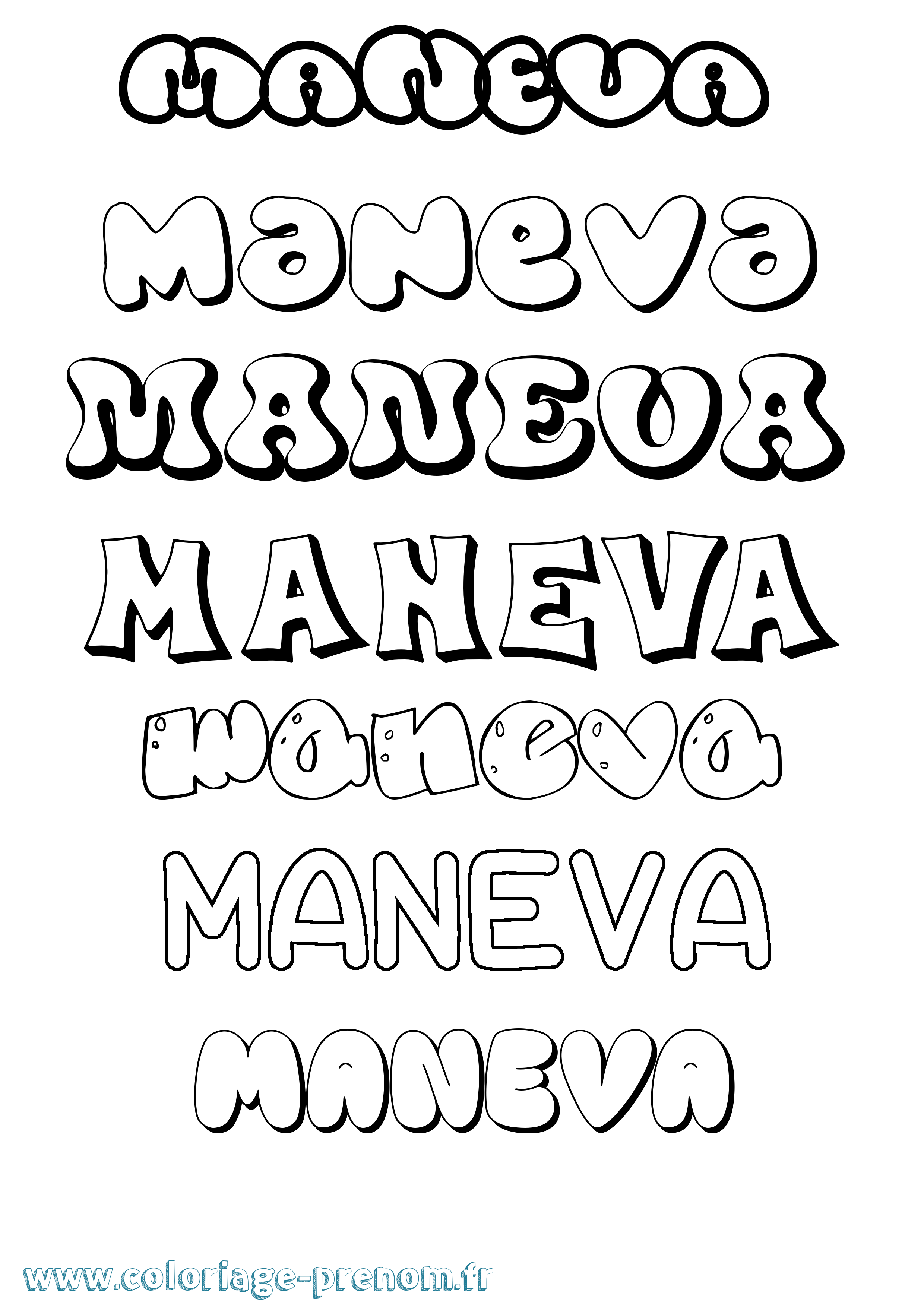 Coloriage Maneva Bubble Coloriage prénom Maneva Bubble