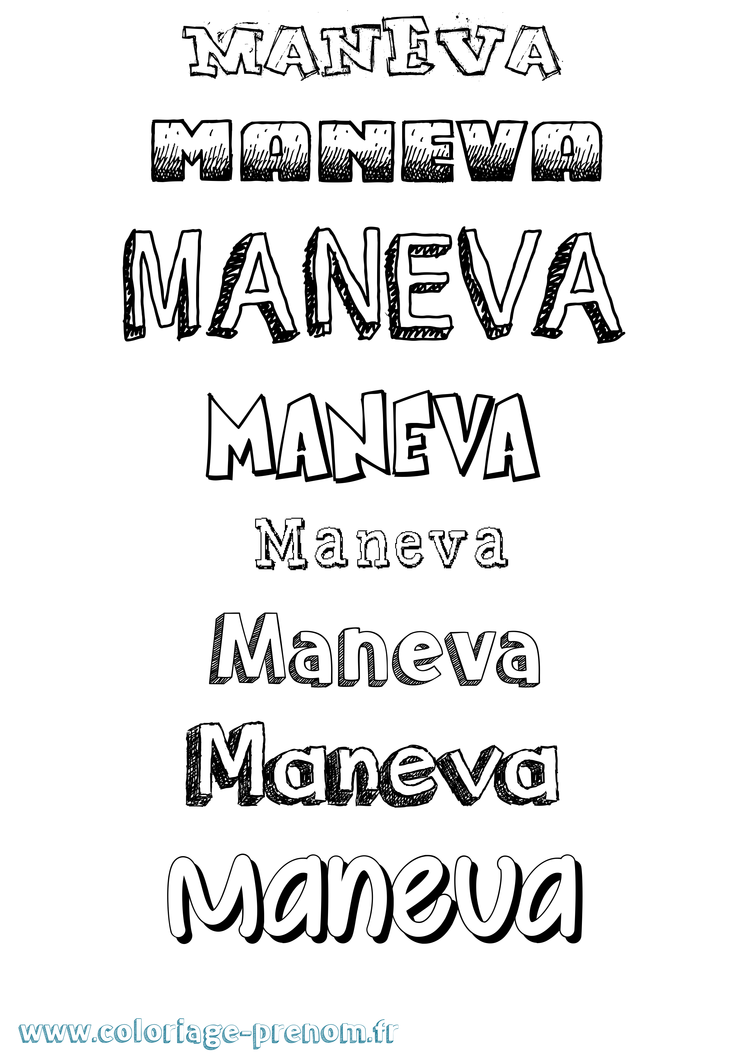 Coloriage Maneva Dessiné Coloriage prénom Maneva Dessiné