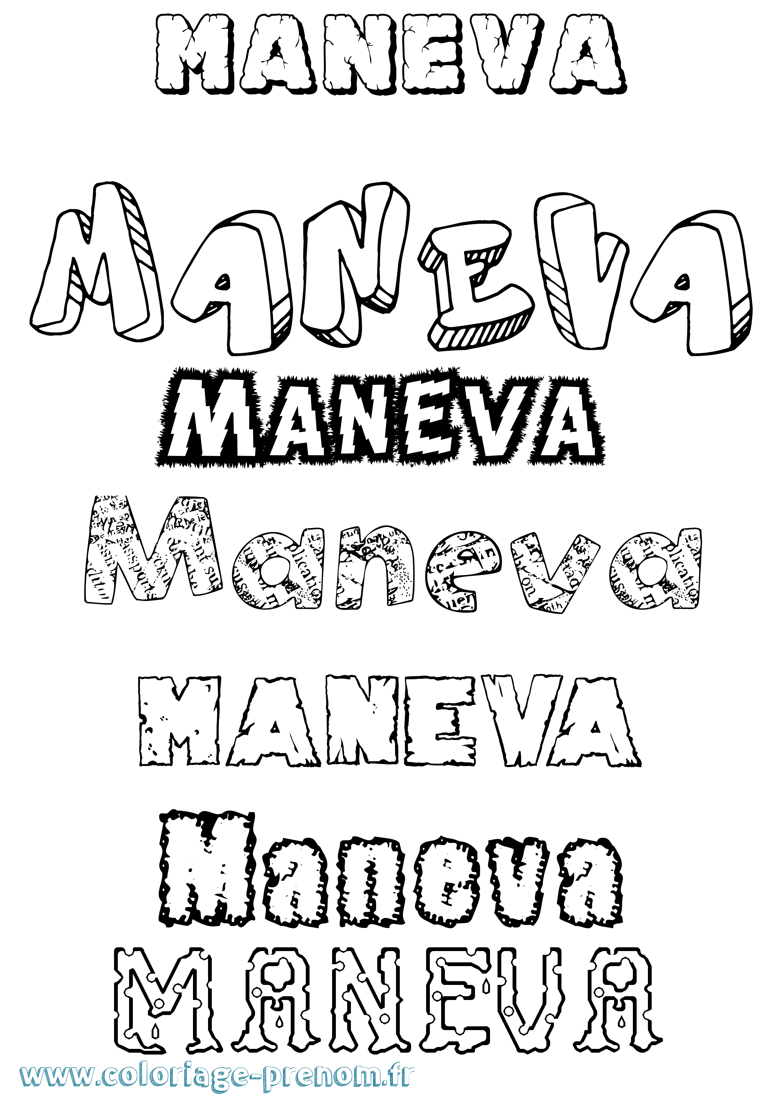Coloriage Maneva Destructuré Coloriage prénom Maneva Destructuré