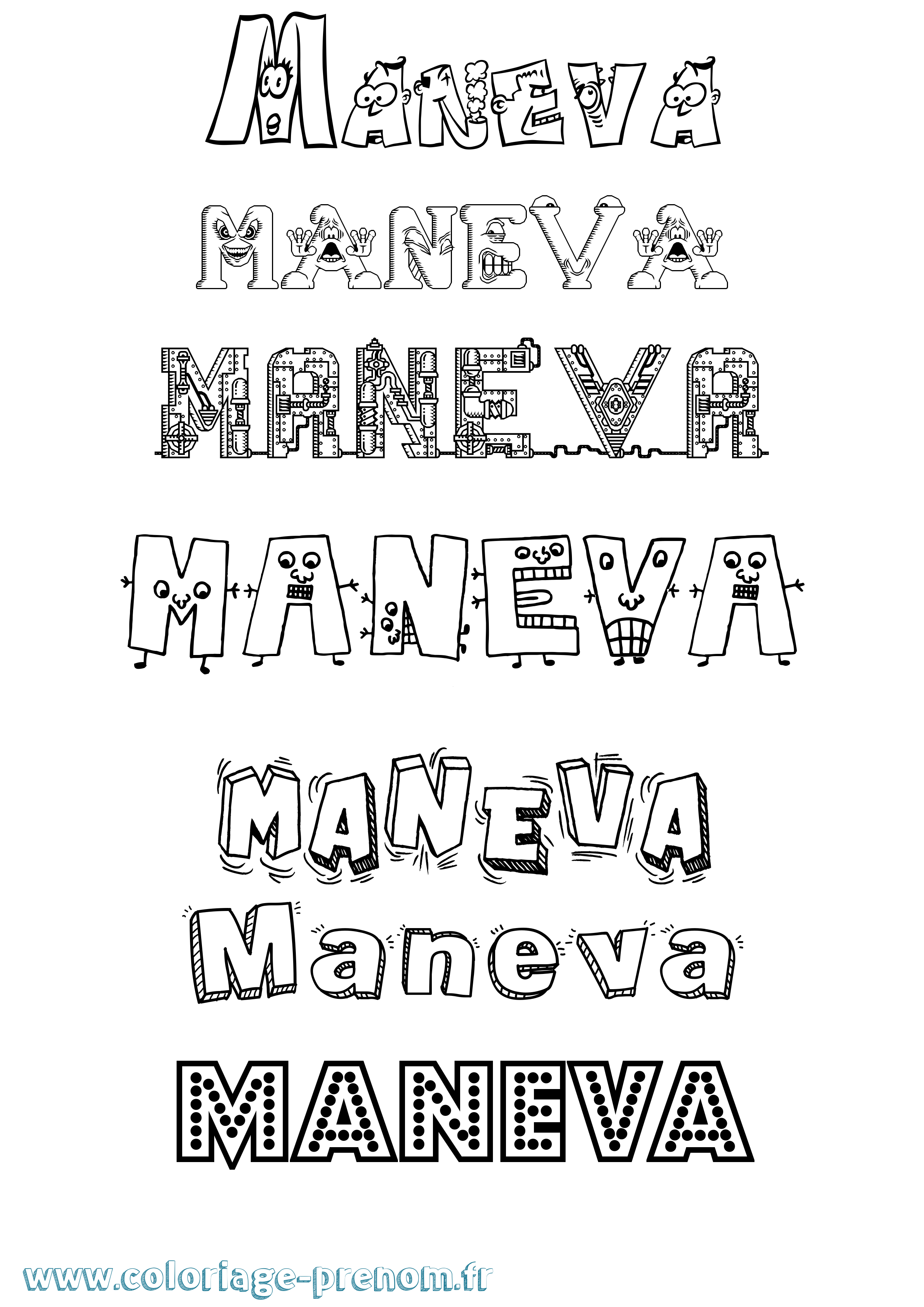Coloriage Maneva Fun Coloriage prénom Maneva Fun