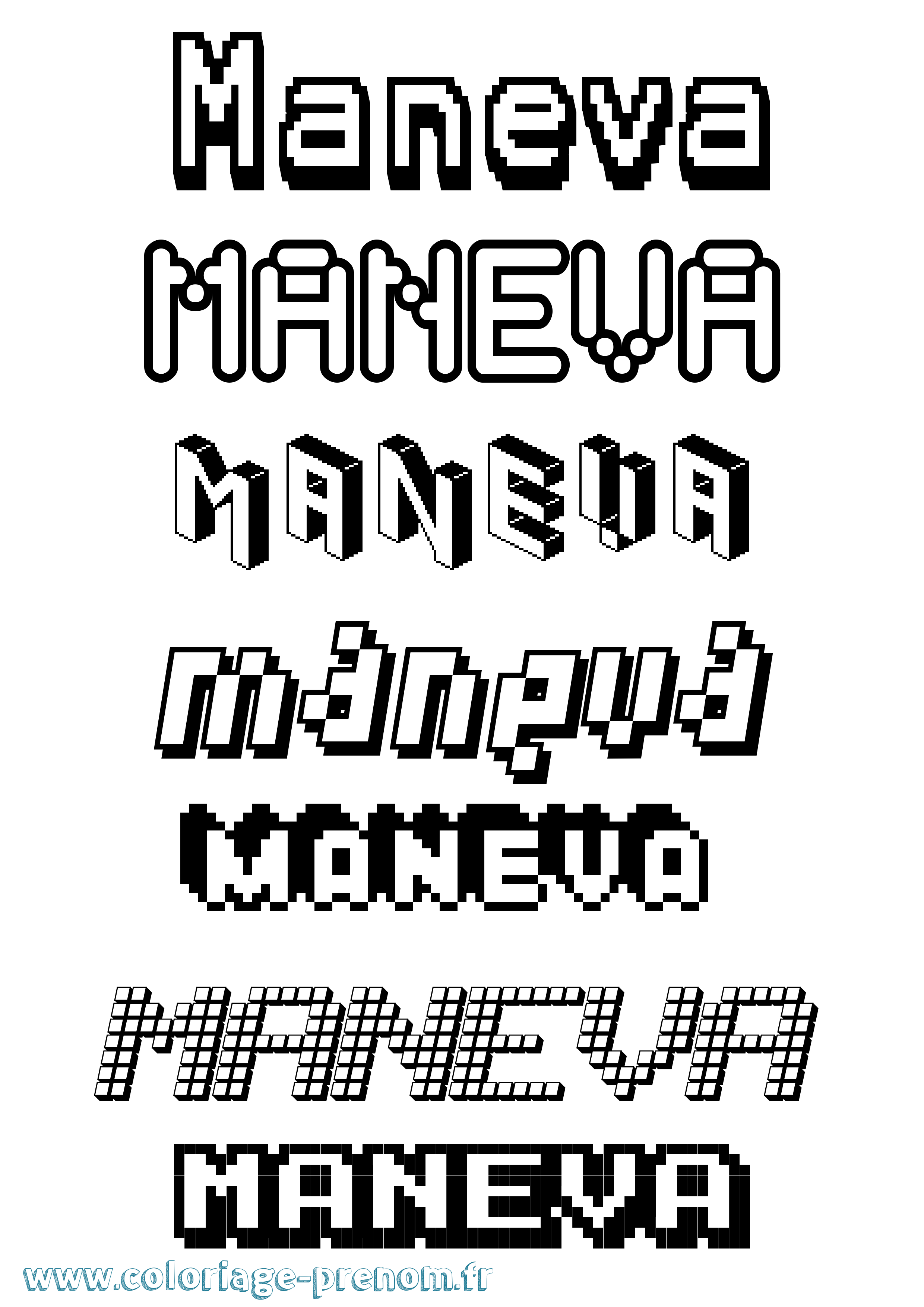 Coloriage Maneva Pixel Coloriage prénom Maneva Pixel