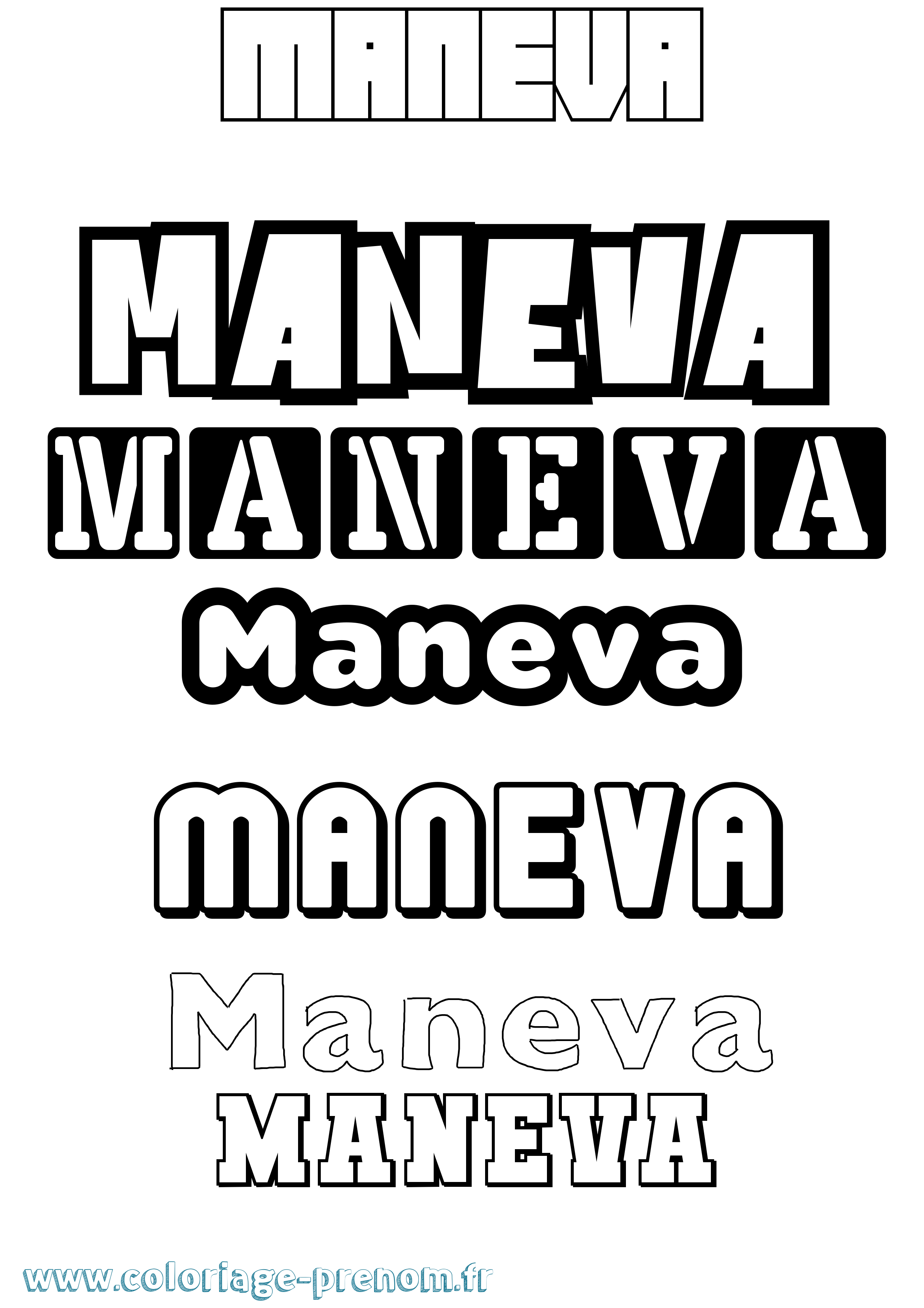 Coloriage Maneva Simple Coloriage prénom Maneva Simple
