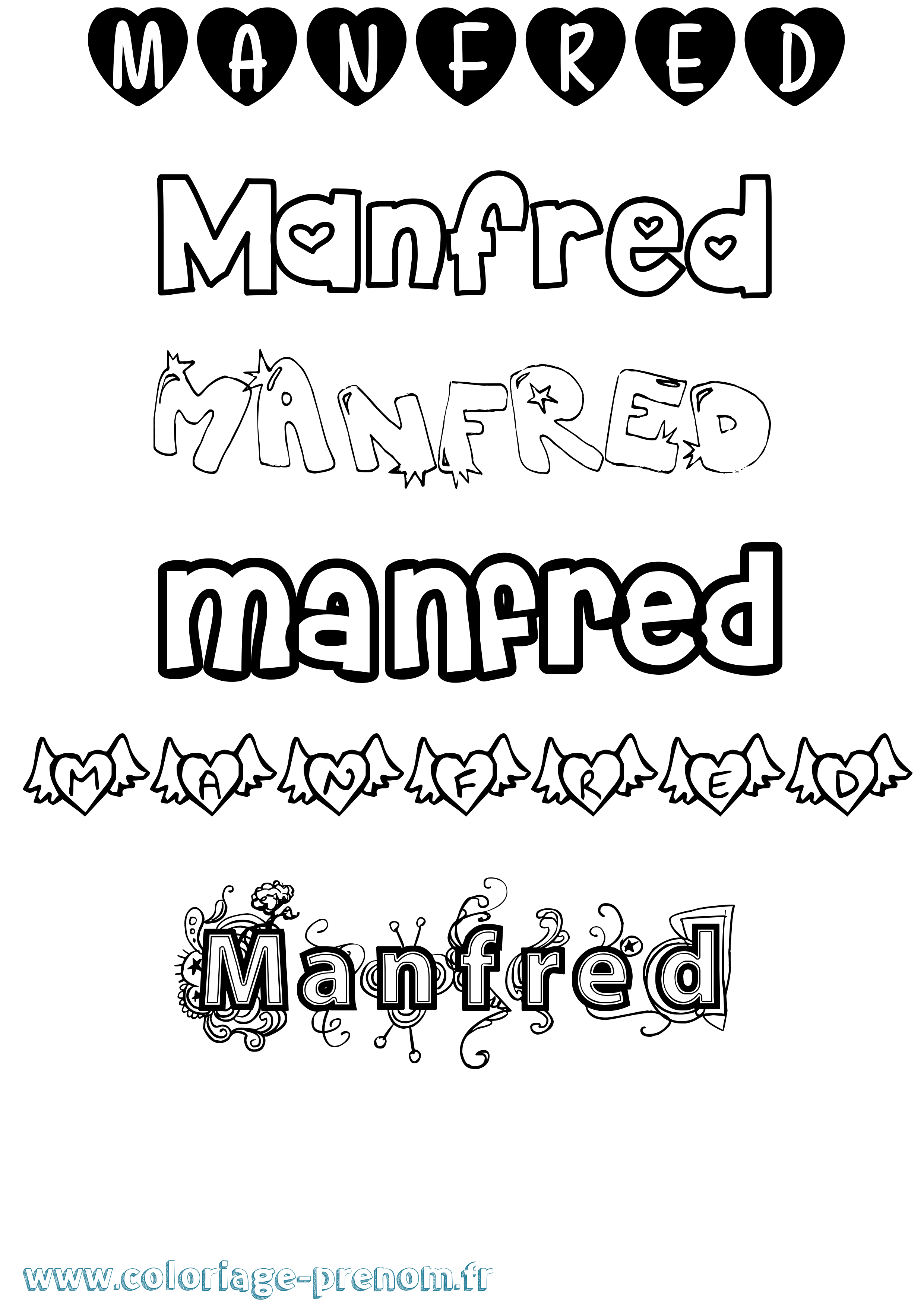 Coloriage Manfred Girly Coloriage prénom Manfred Girly