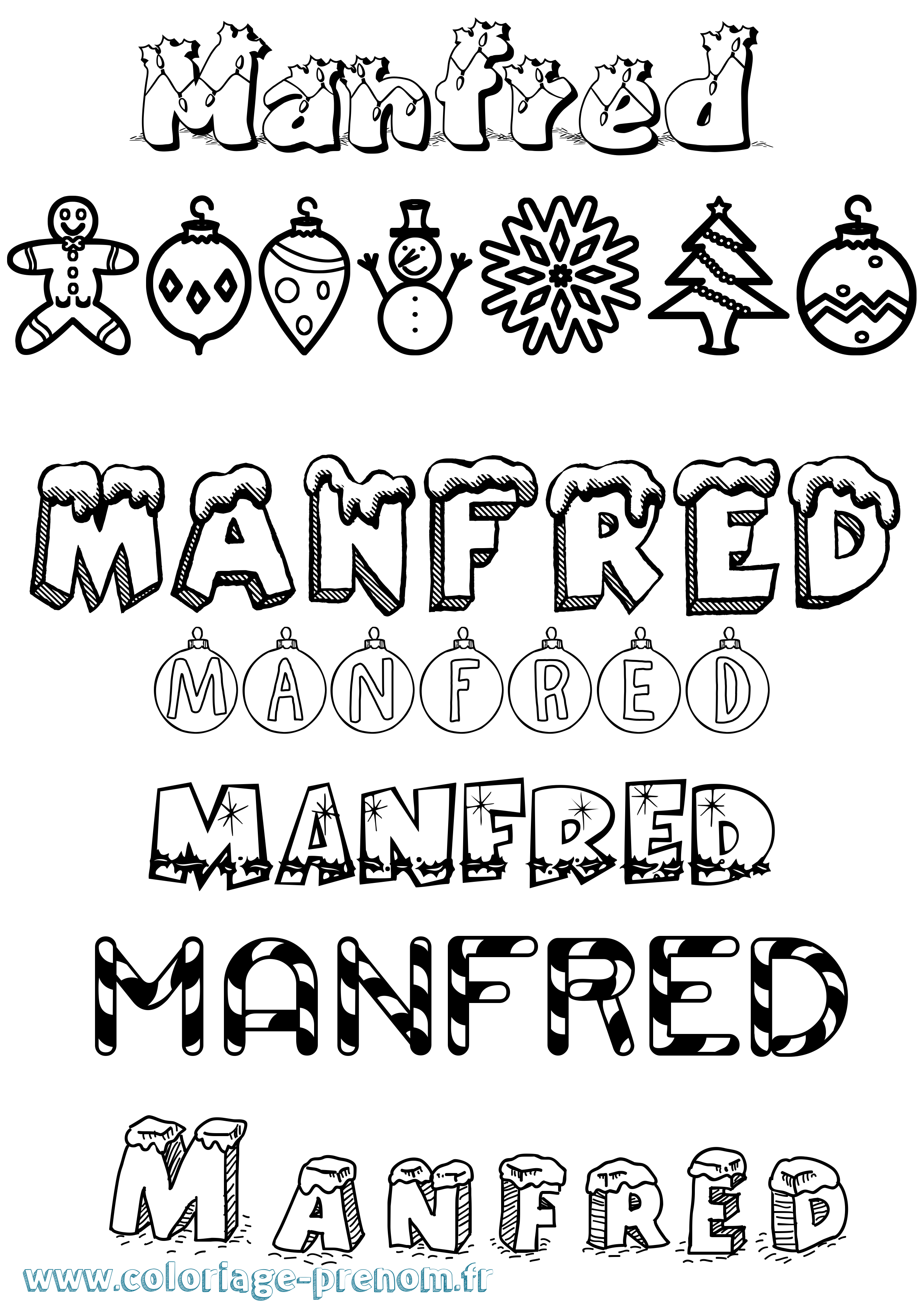 Coloriage Manfred Noël Coloriage prénom Manfred Noël