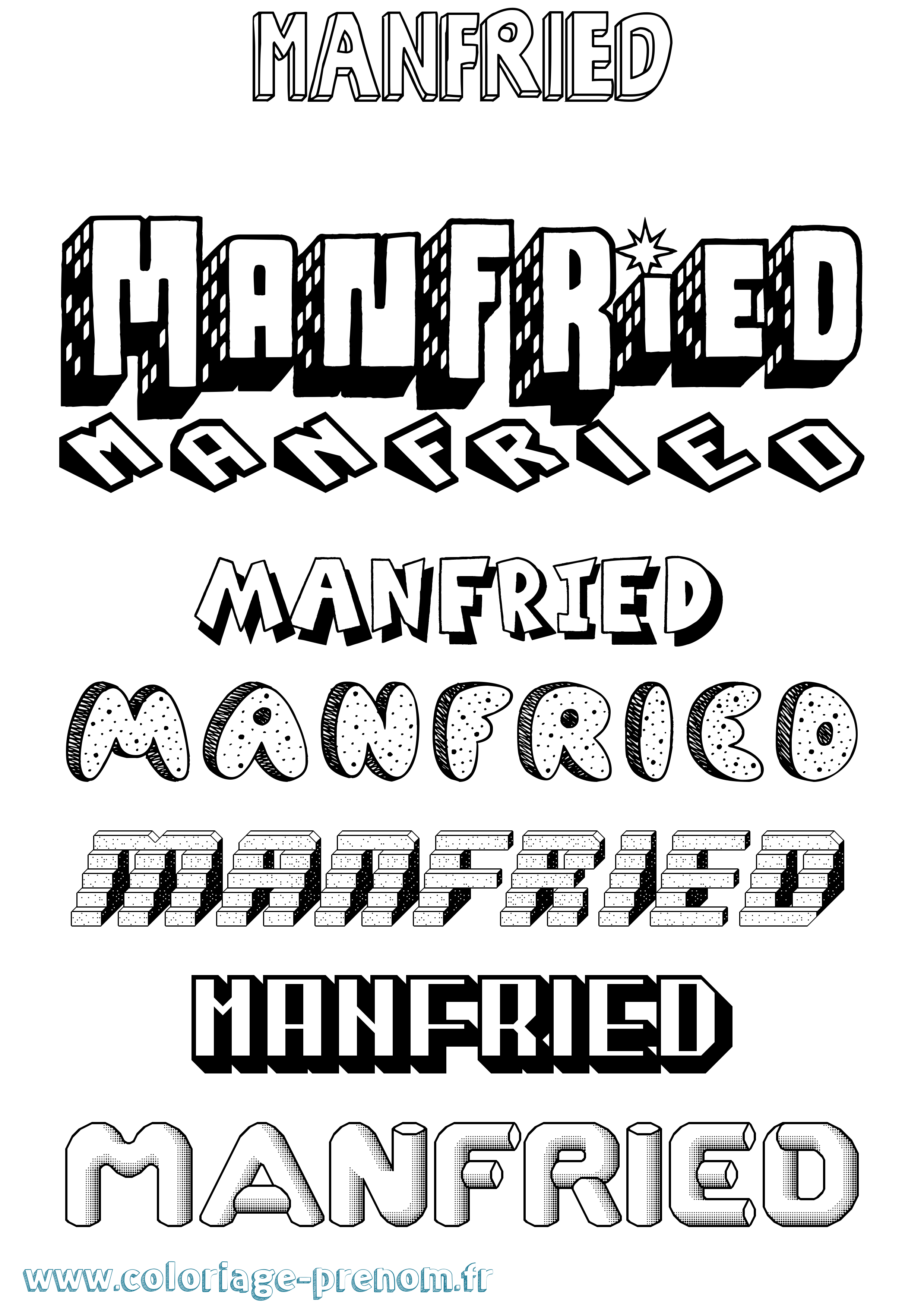 Coloriage Manfried Effet 3D Coloriage prénom Manfried Effet 3D