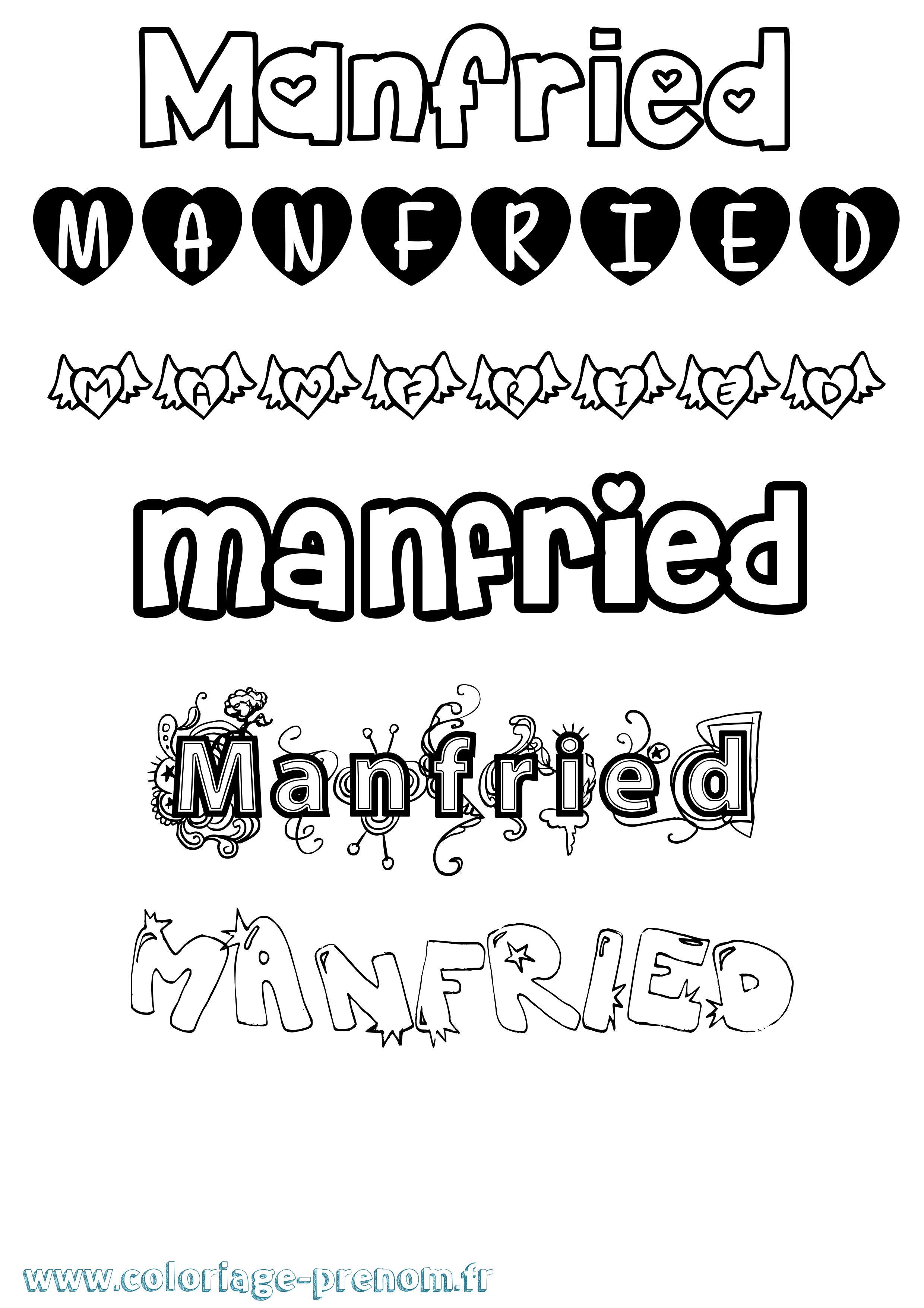Coloriage Manfried Girly Coloriage prénom Manfried Girly