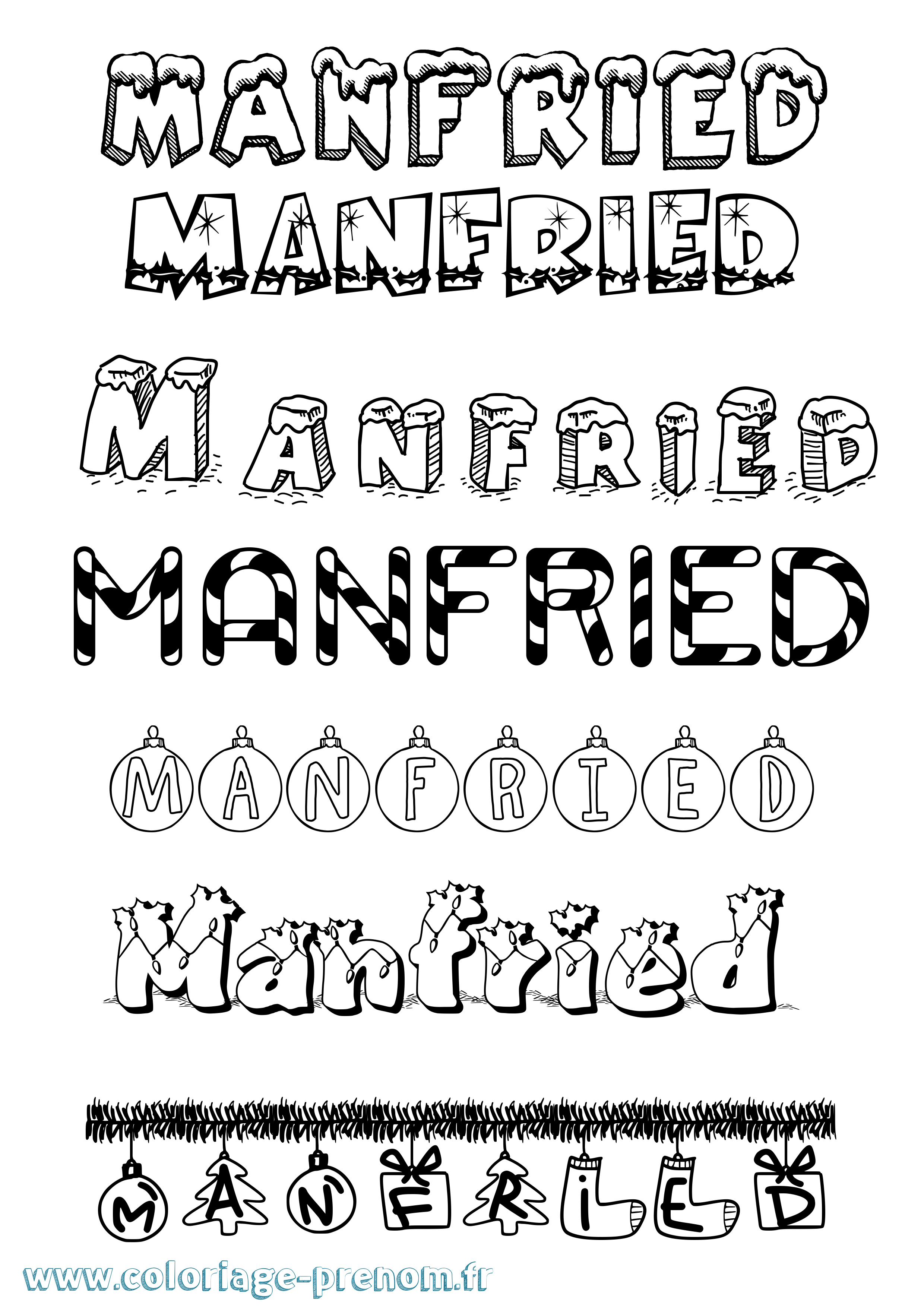 Coloriage Manfried Noël Coloriage prénom Manfried Noël