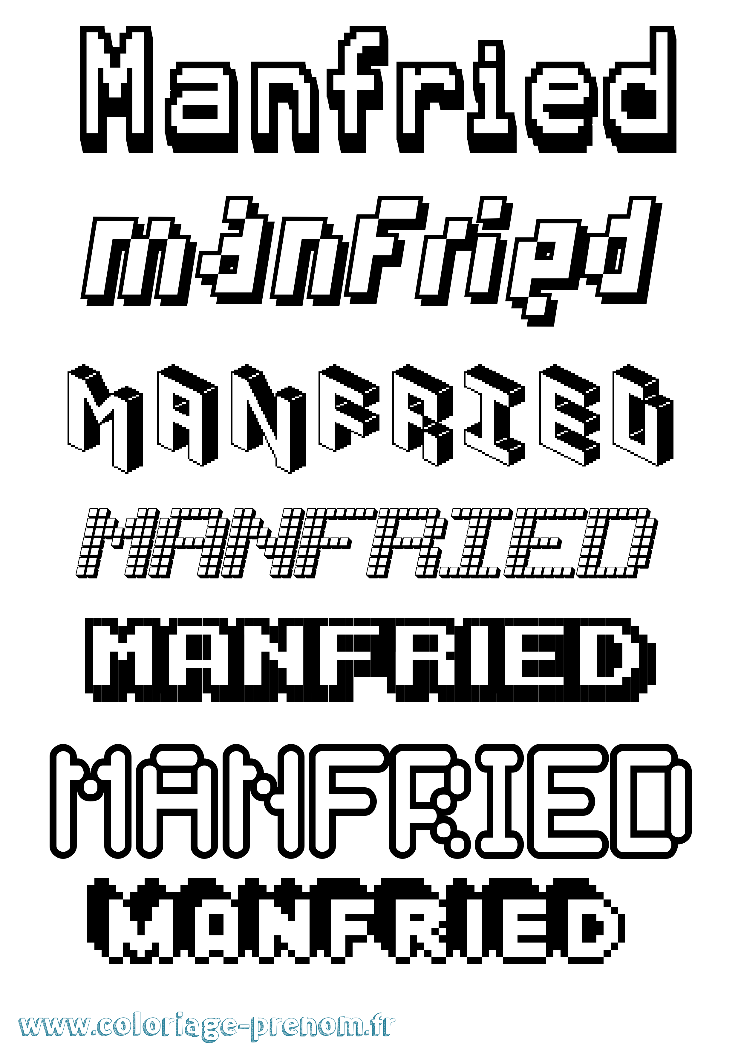 Coloriage Manfried Pixel Coloriage prénom Manfried Pixel