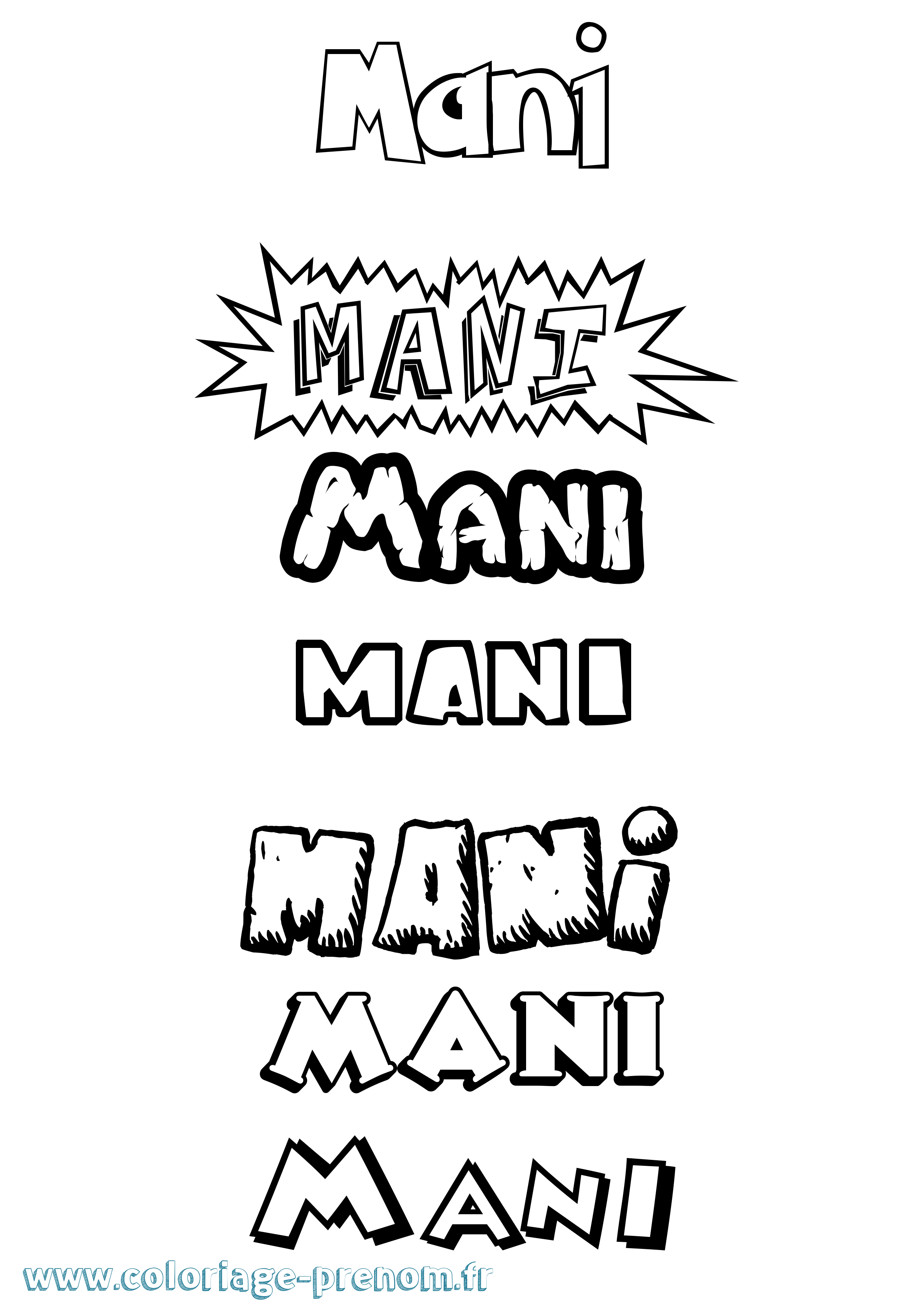 Coloriage Mani Dessin Animé Coloriage prénom Mani Dessin Animé