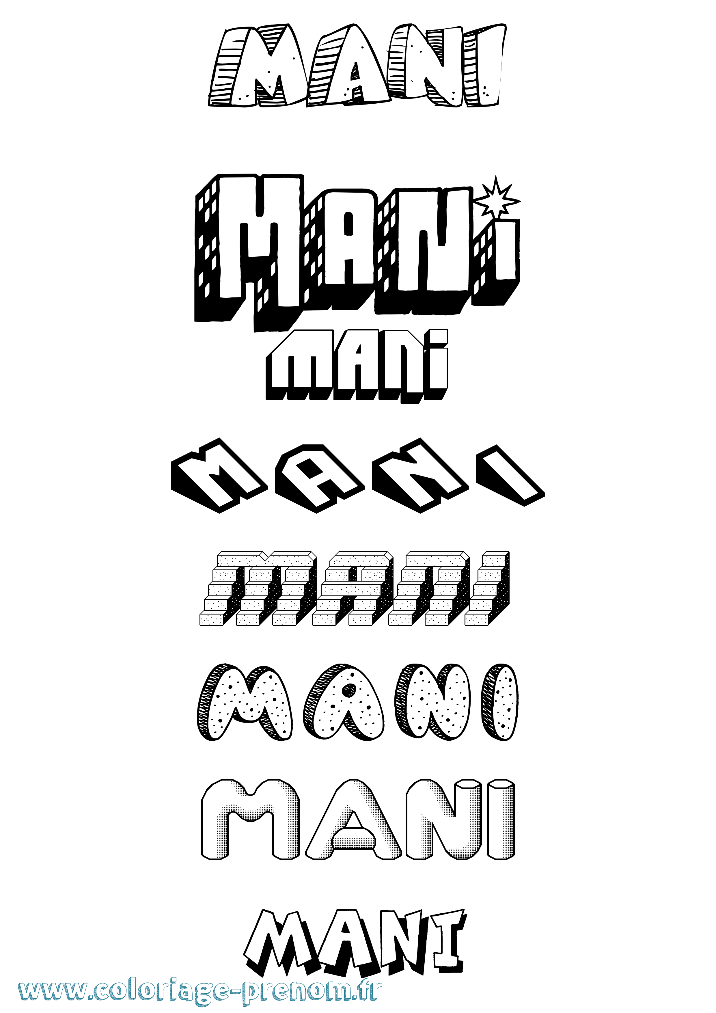 Coloriage Mani Effet 3D Coloriage prénom Mani Effet 3D