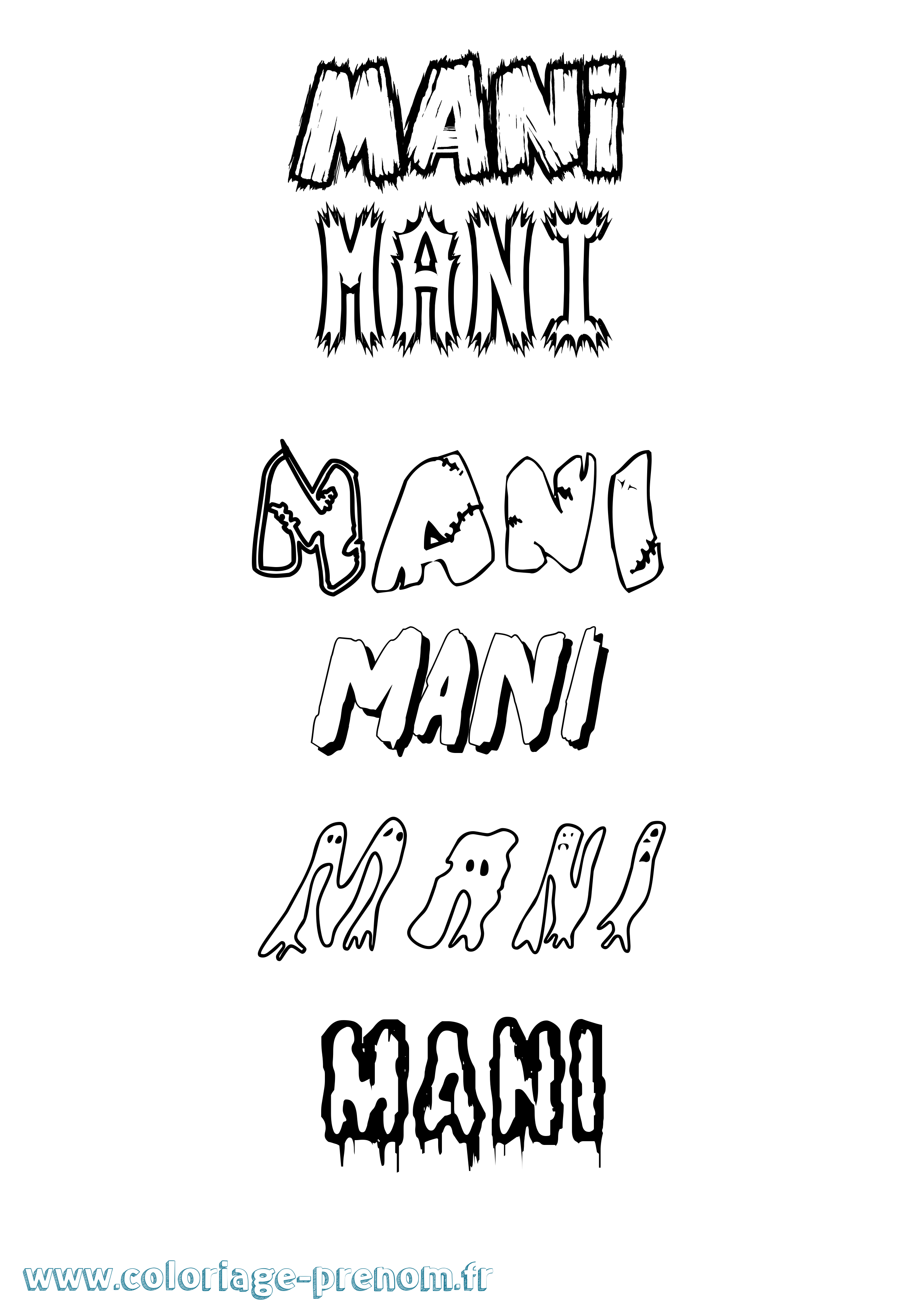 Coloriage Mani Frisson Coloriage prénom Mani Frisson