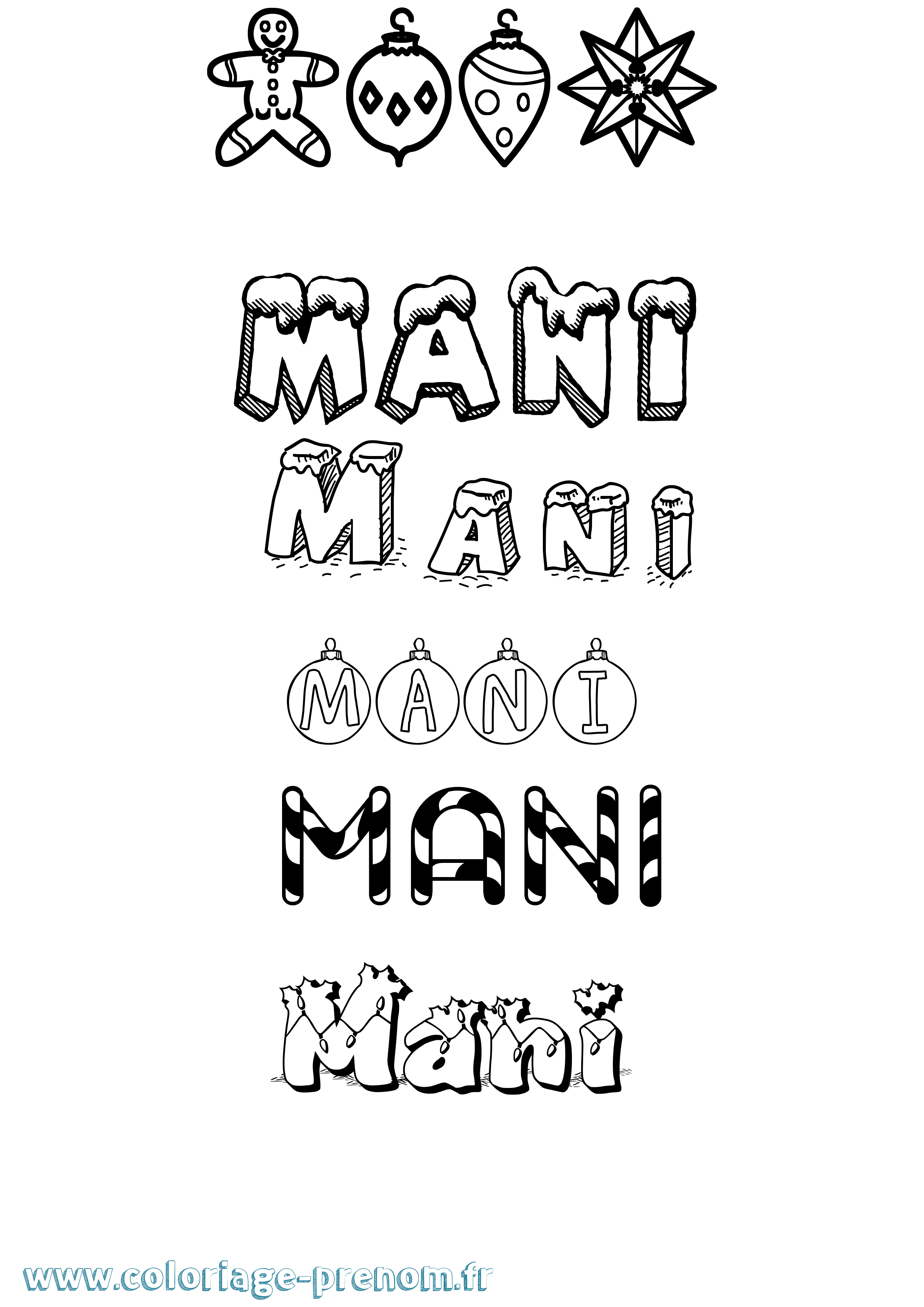 Coloriage Mani Noël Coloriage prénom Mani Noël