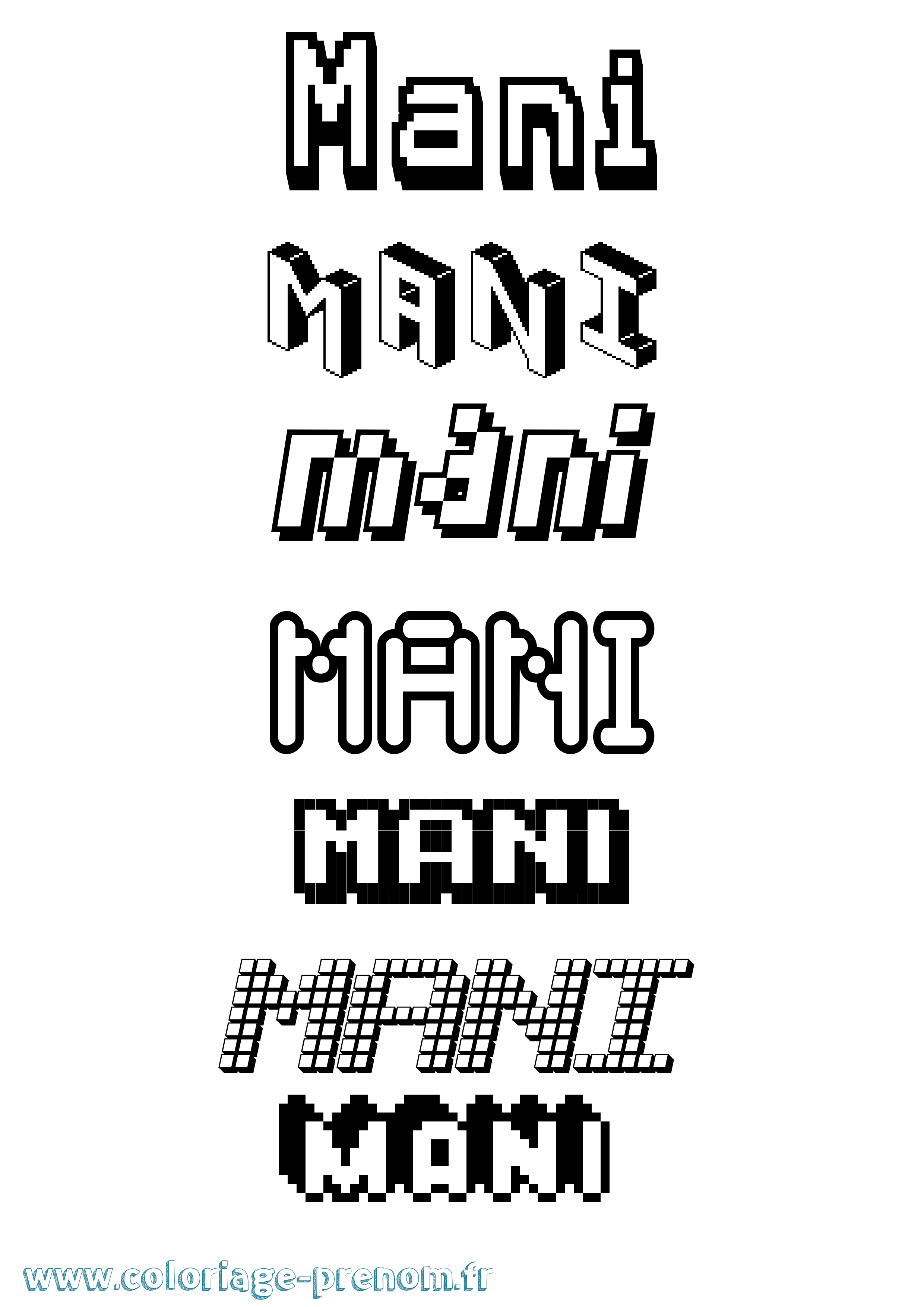 Coloriage Mani Pixel Coloriage prénom Mani Pixel