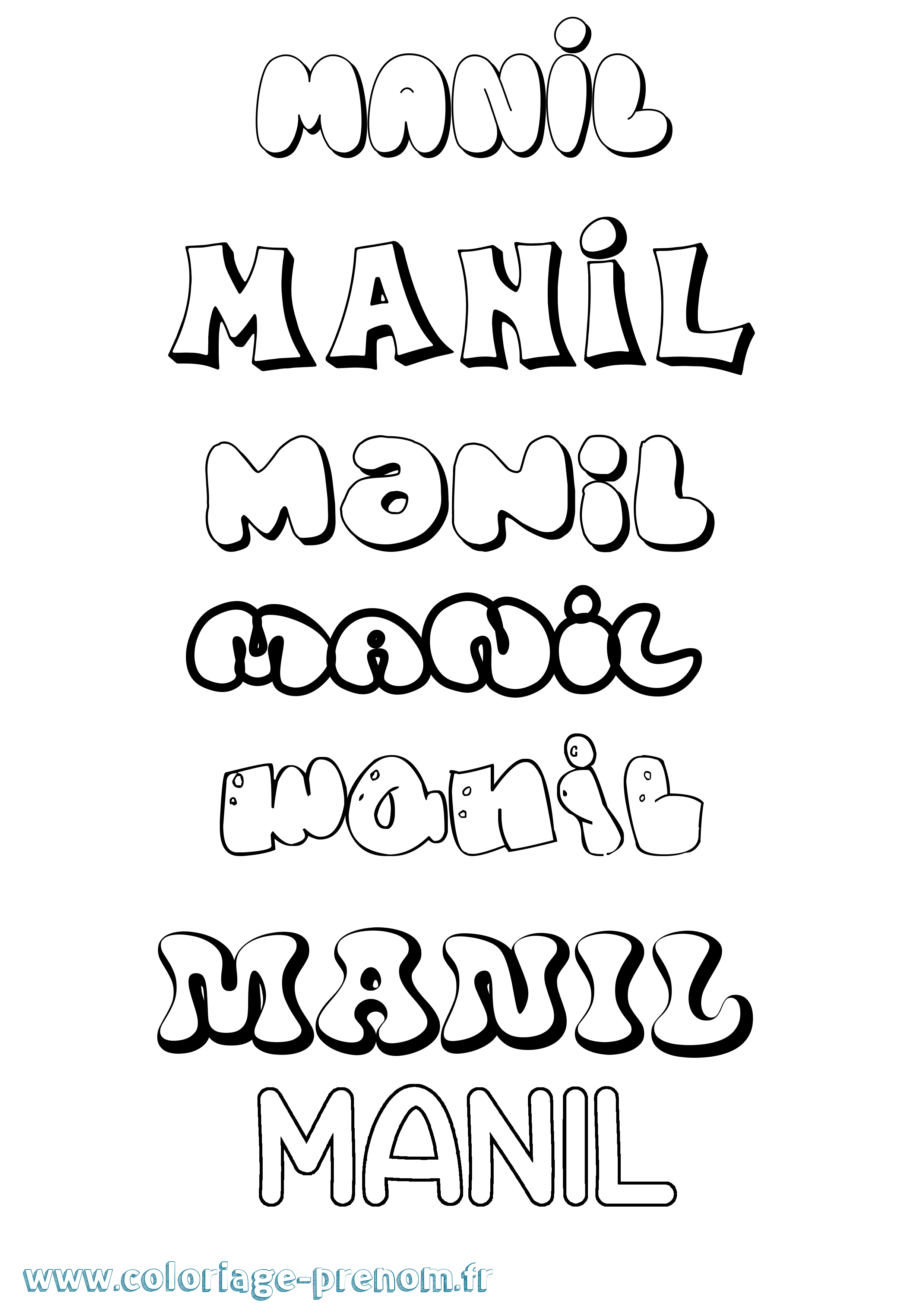 Coloriage Manil Bubble Coloriage prénom Manil Bubble