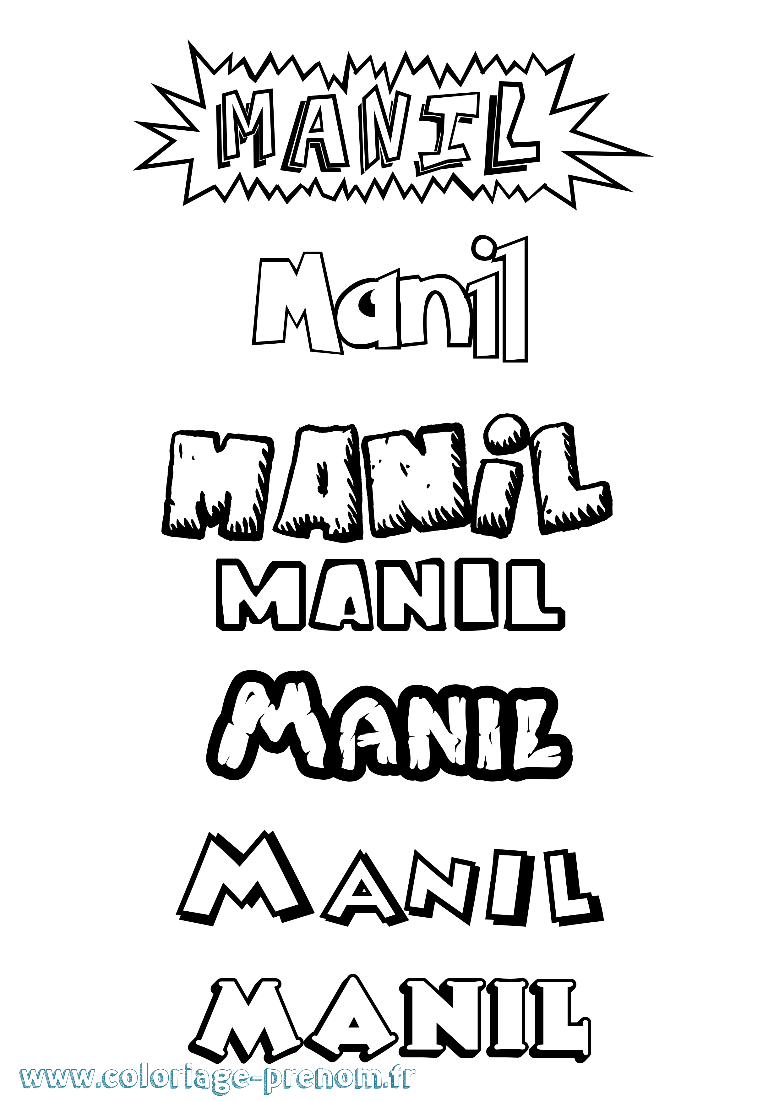 Coloriage Manil Dessin Animé Coloriage prénom Manil Dessin Animé