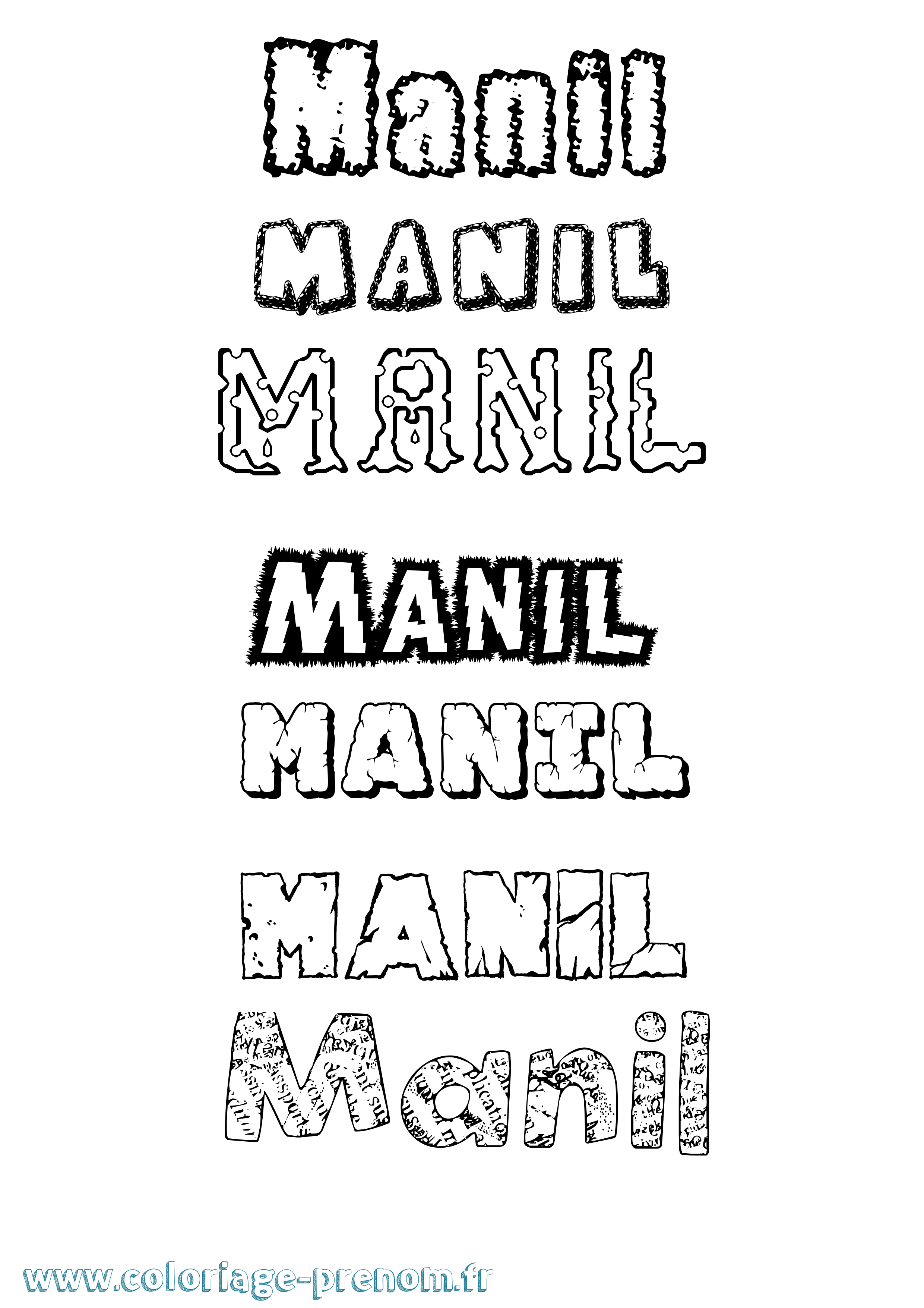 Coloriage Manil Destructuré Coloriage prénom Manil Destructuré