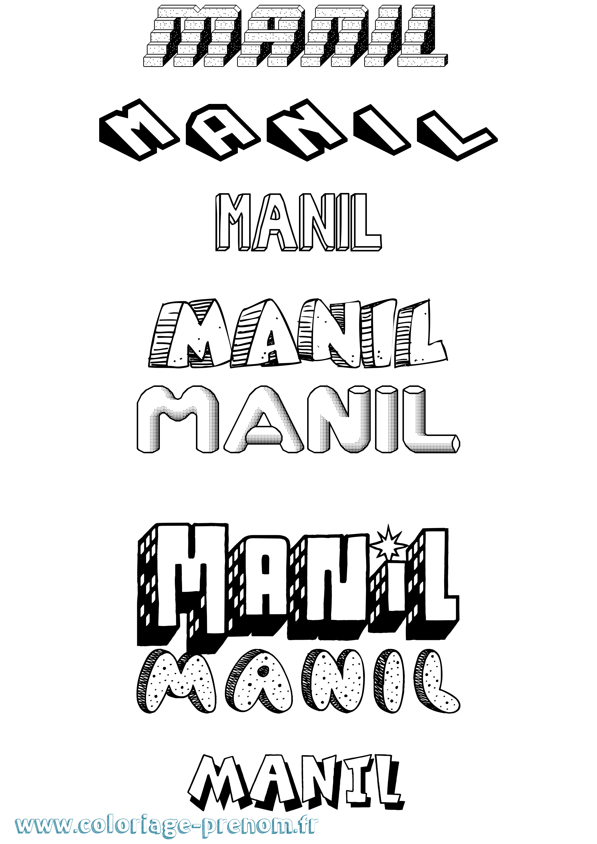 Coloriage Manil Effet 3D Coloriage prénom Manil Effet 3D