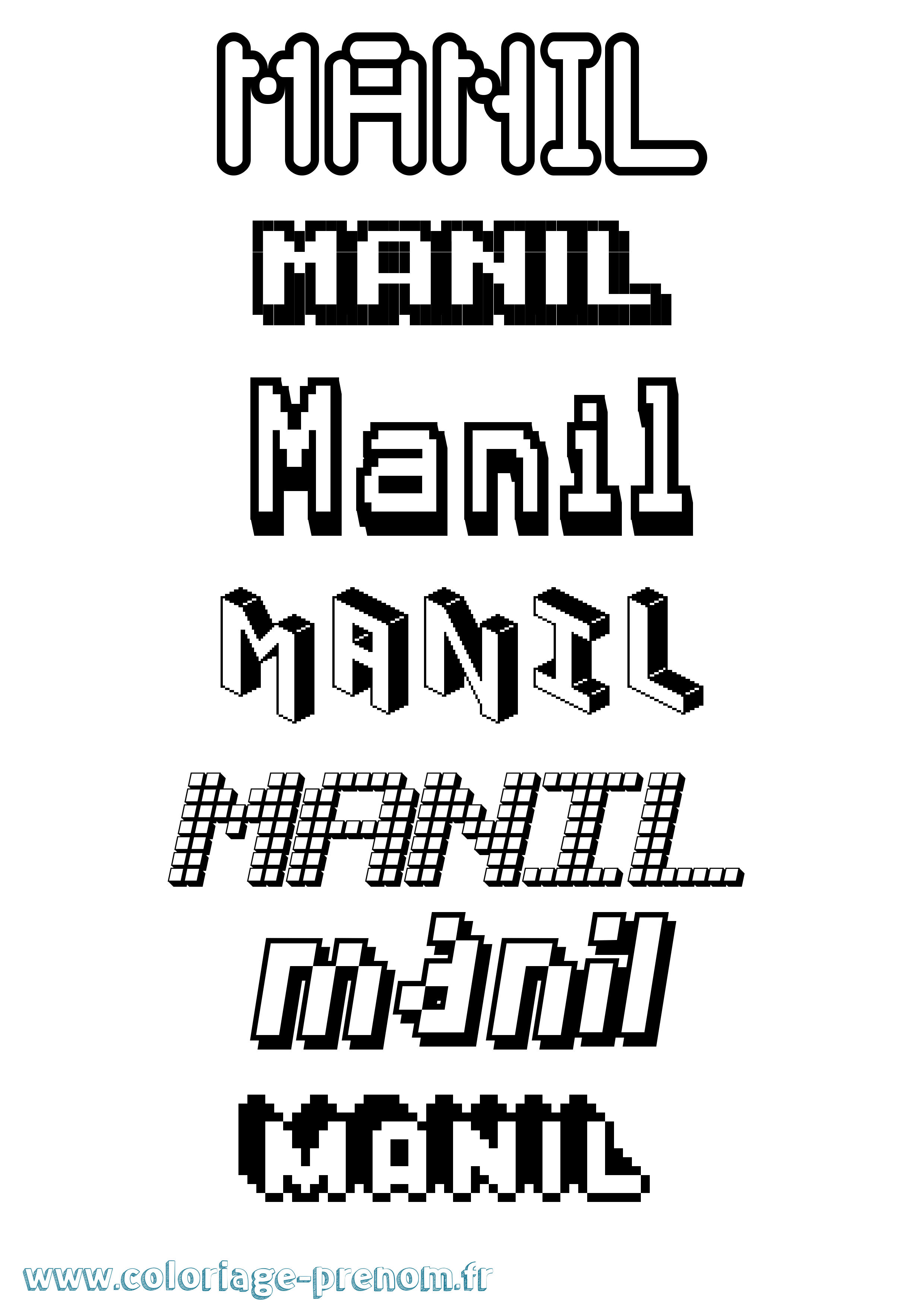 Coloriage Manil Pixel Coloriage prénom Manil Pixel