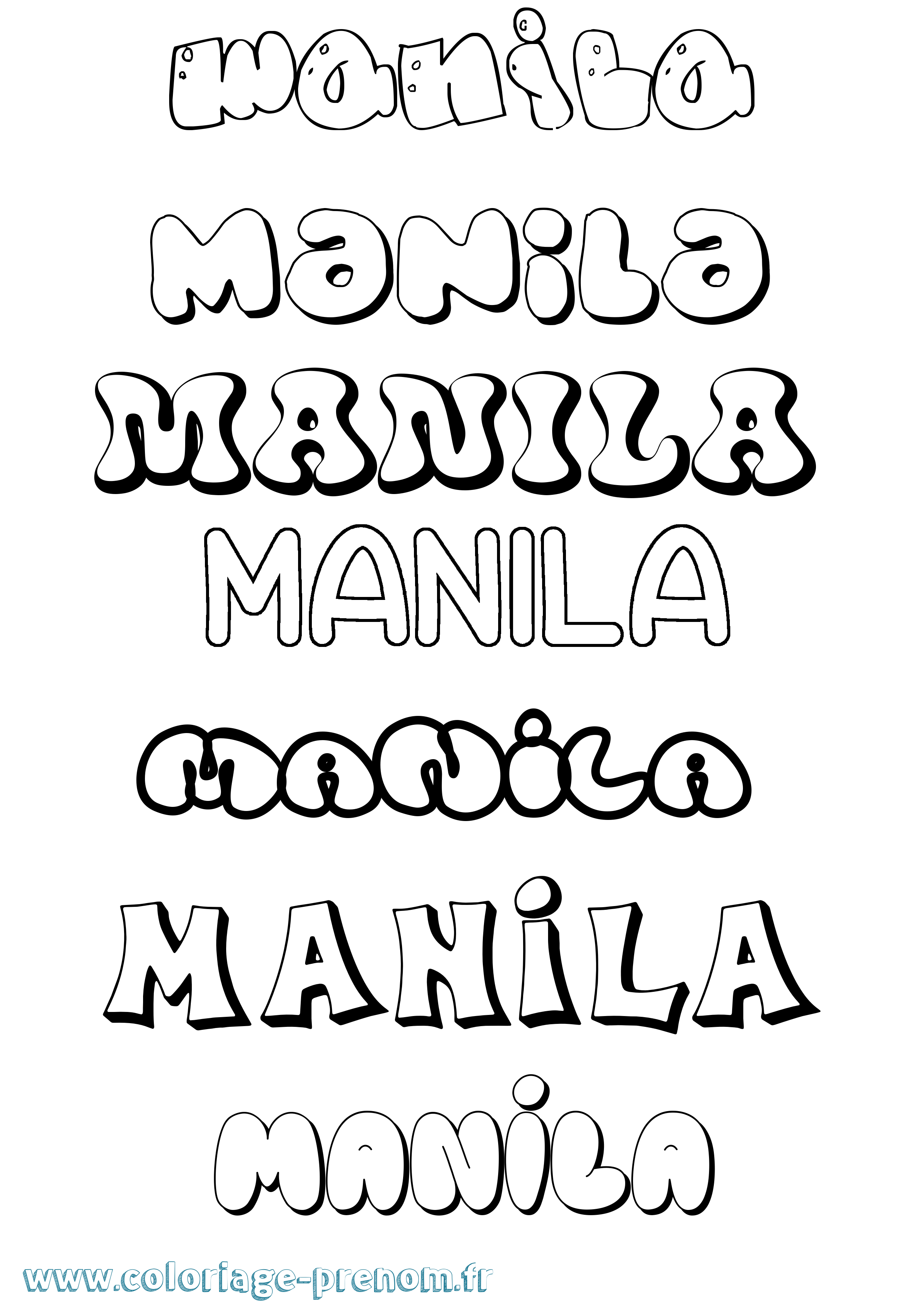 Coloriage Manila Bubble Coloriage prénom Manila Bubble