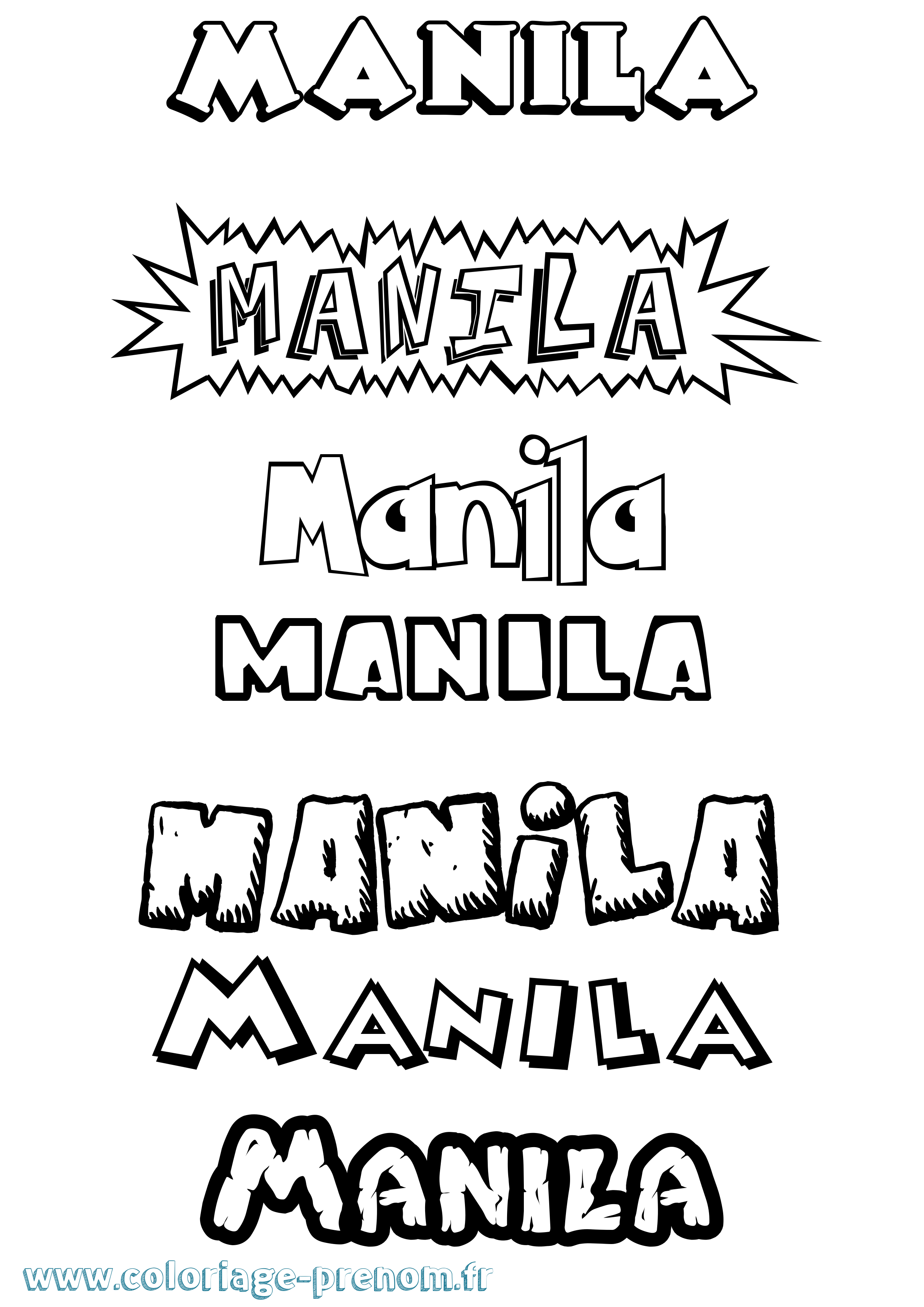 Coloriage Manila Dessin Animé Coloriage prénom Manila Dessin Animé