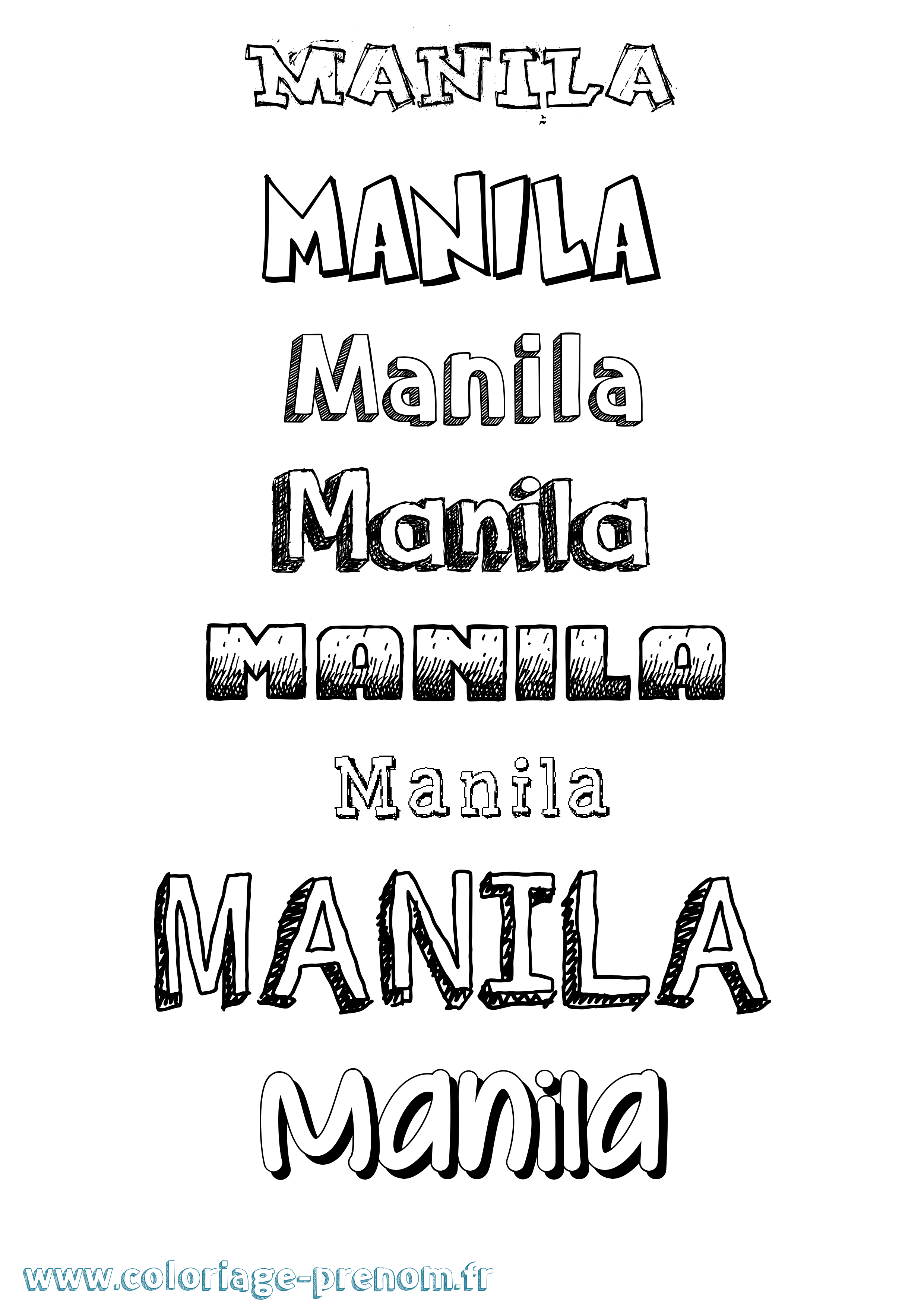Coloriage Manila Dessiné Coloriage prénom Manila Dessiné