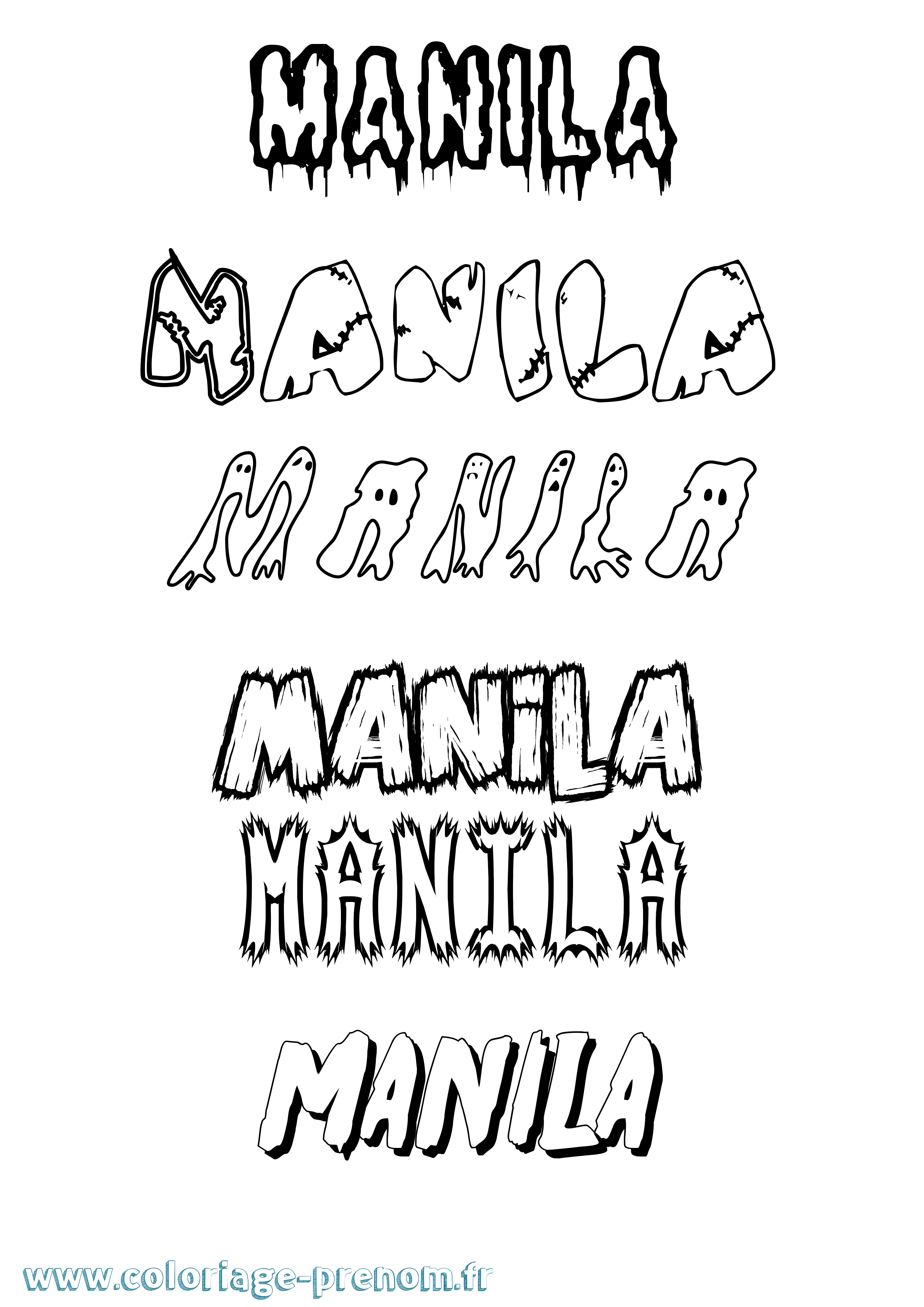 Coloriage Manila Frisson Coloriage prénom Manila Frisson