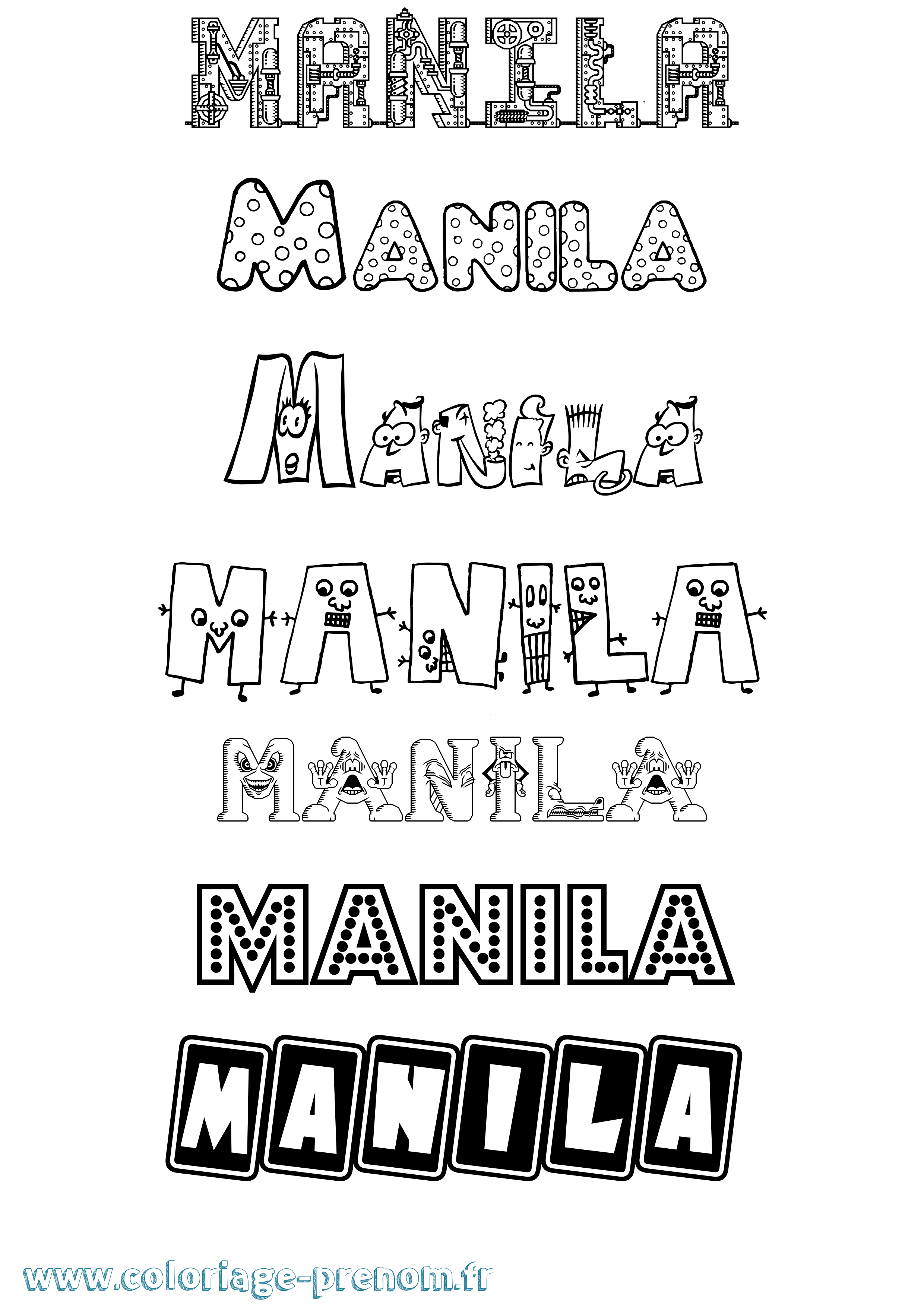 Coloriage Manila Fun Coloriage prénom Manila Fun