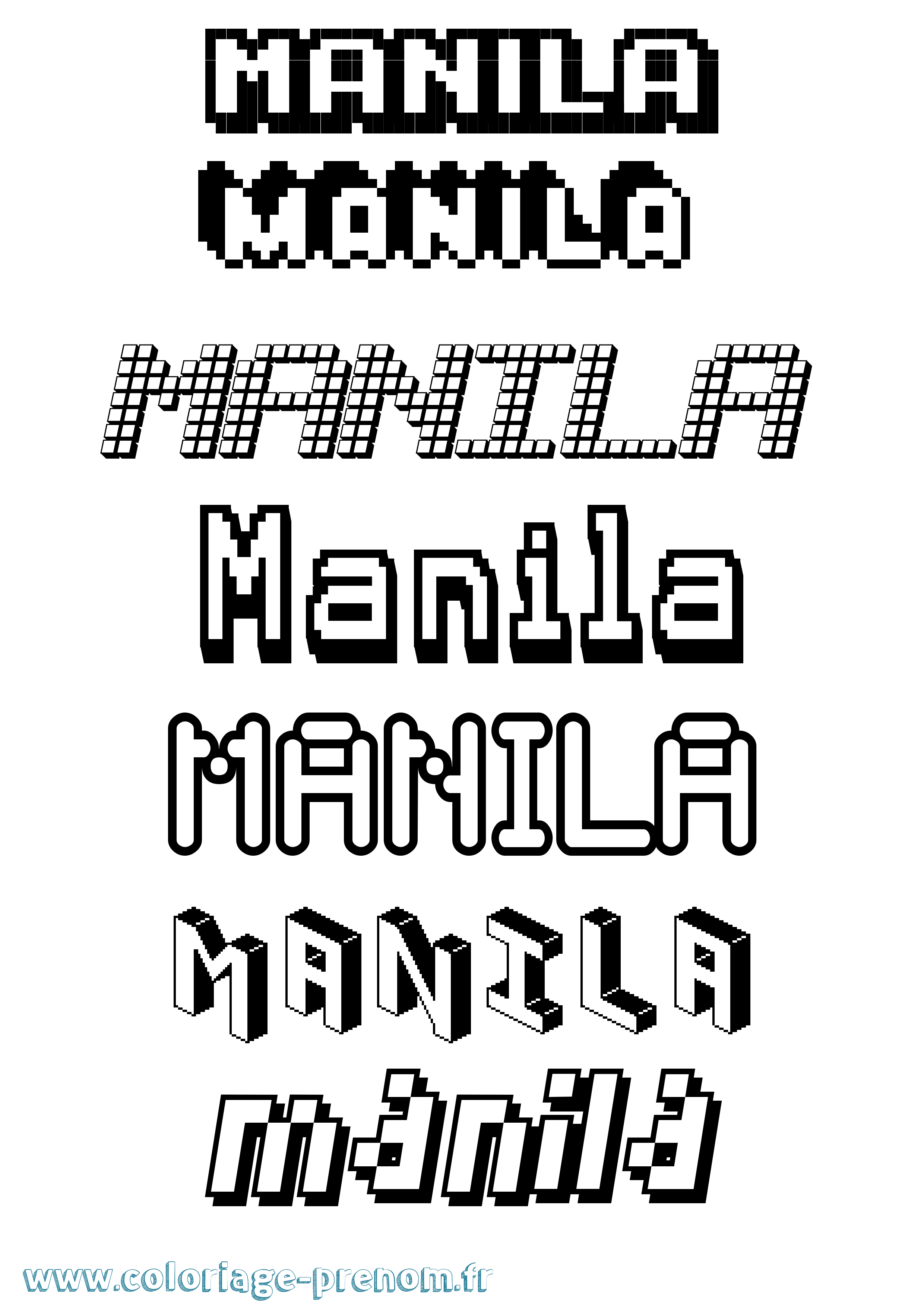 Coloriage Manila Pixel Coloriage prénom Manila Pixel