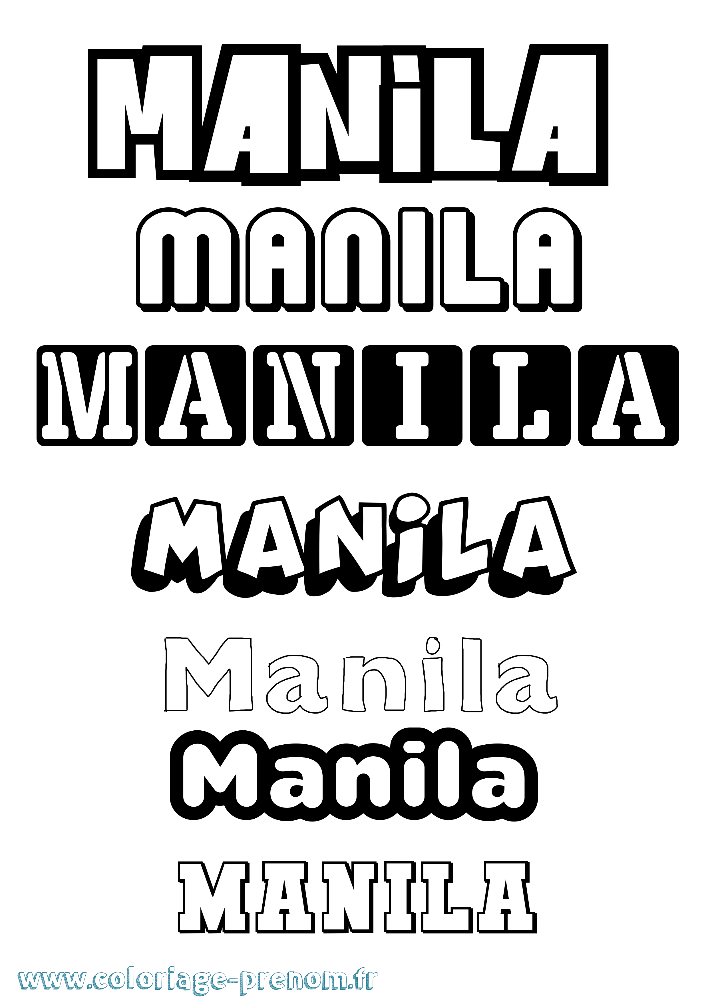 Coloriage Manila Simple Coloriage prénom Manila Simple