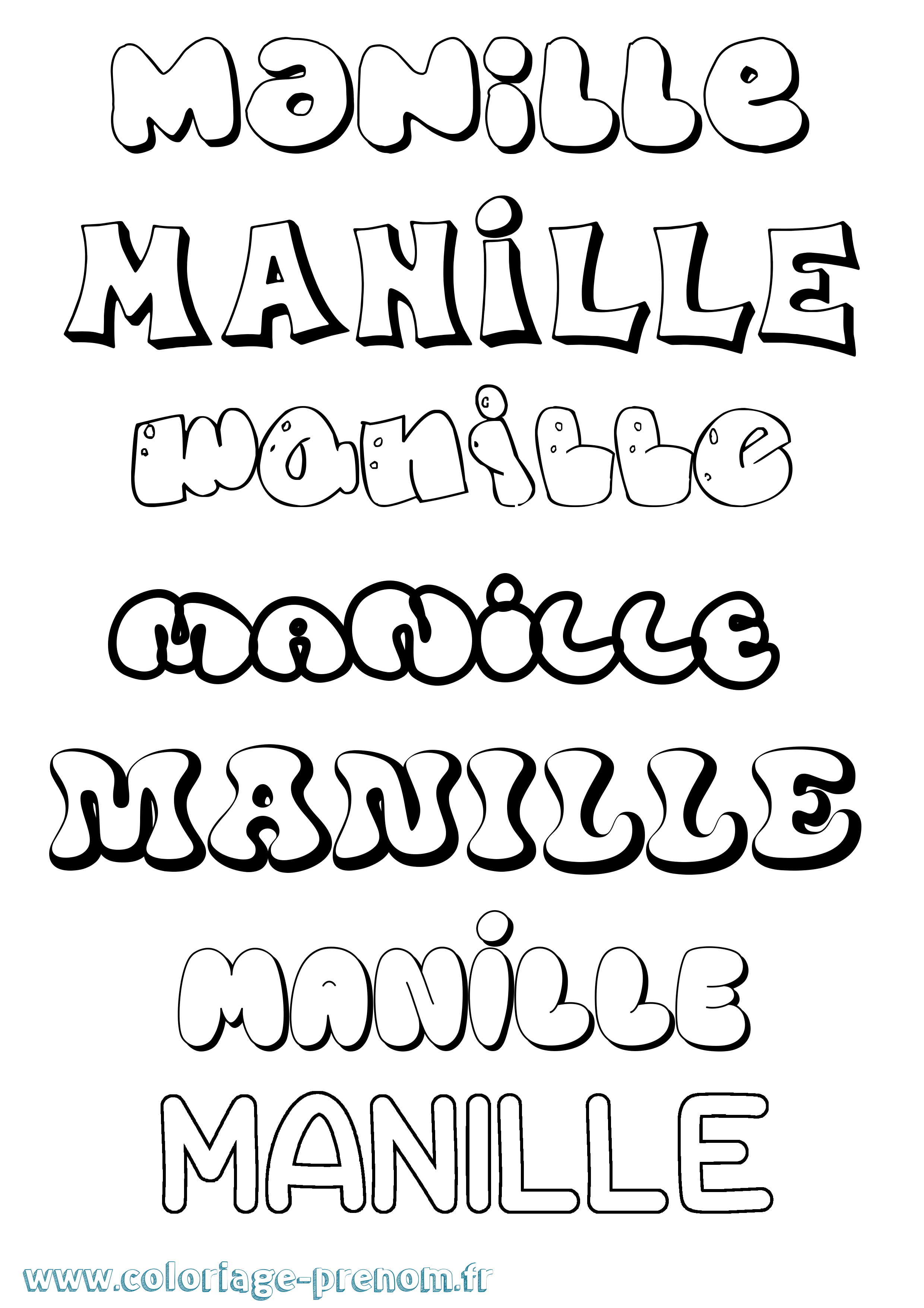 Coloriage Manille Bubble Coloriage prénom Manille Bubble