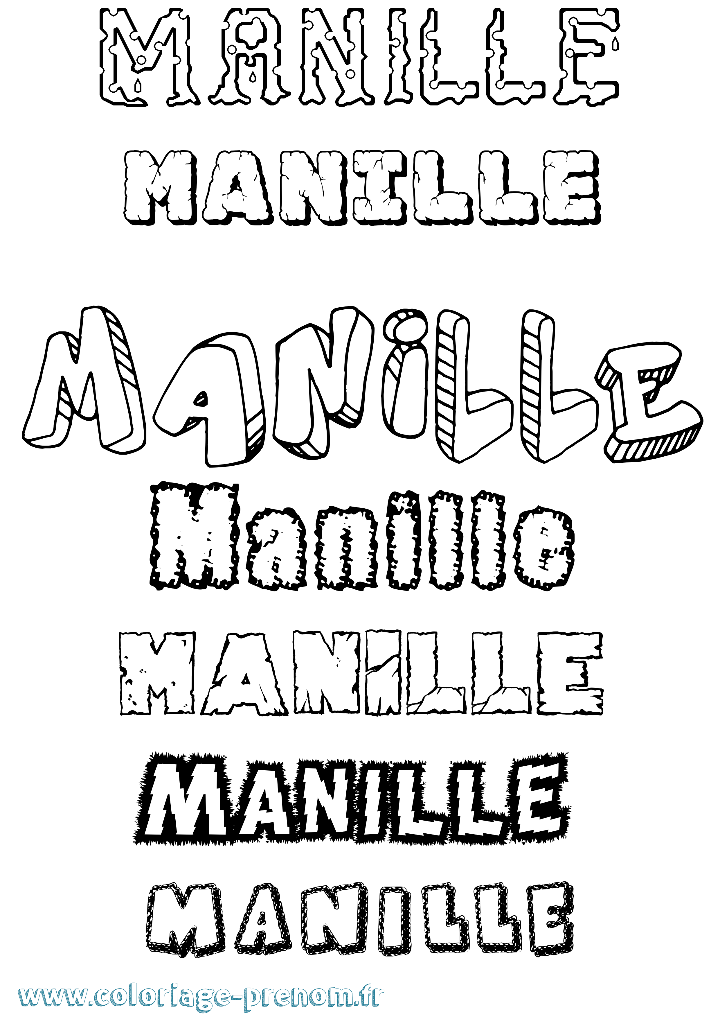 Coloriage Manille Destructuré Coloriage prénom Manille Destructuré