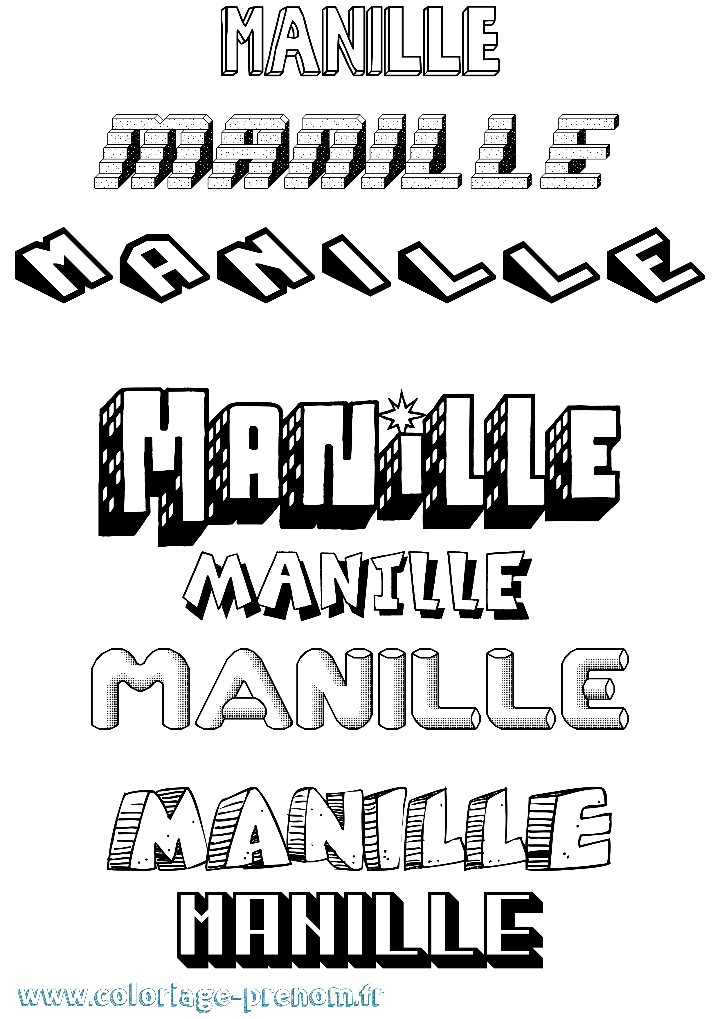 Coloriage Manille Effet 3D Coloriage prénom Manille Effet 3D