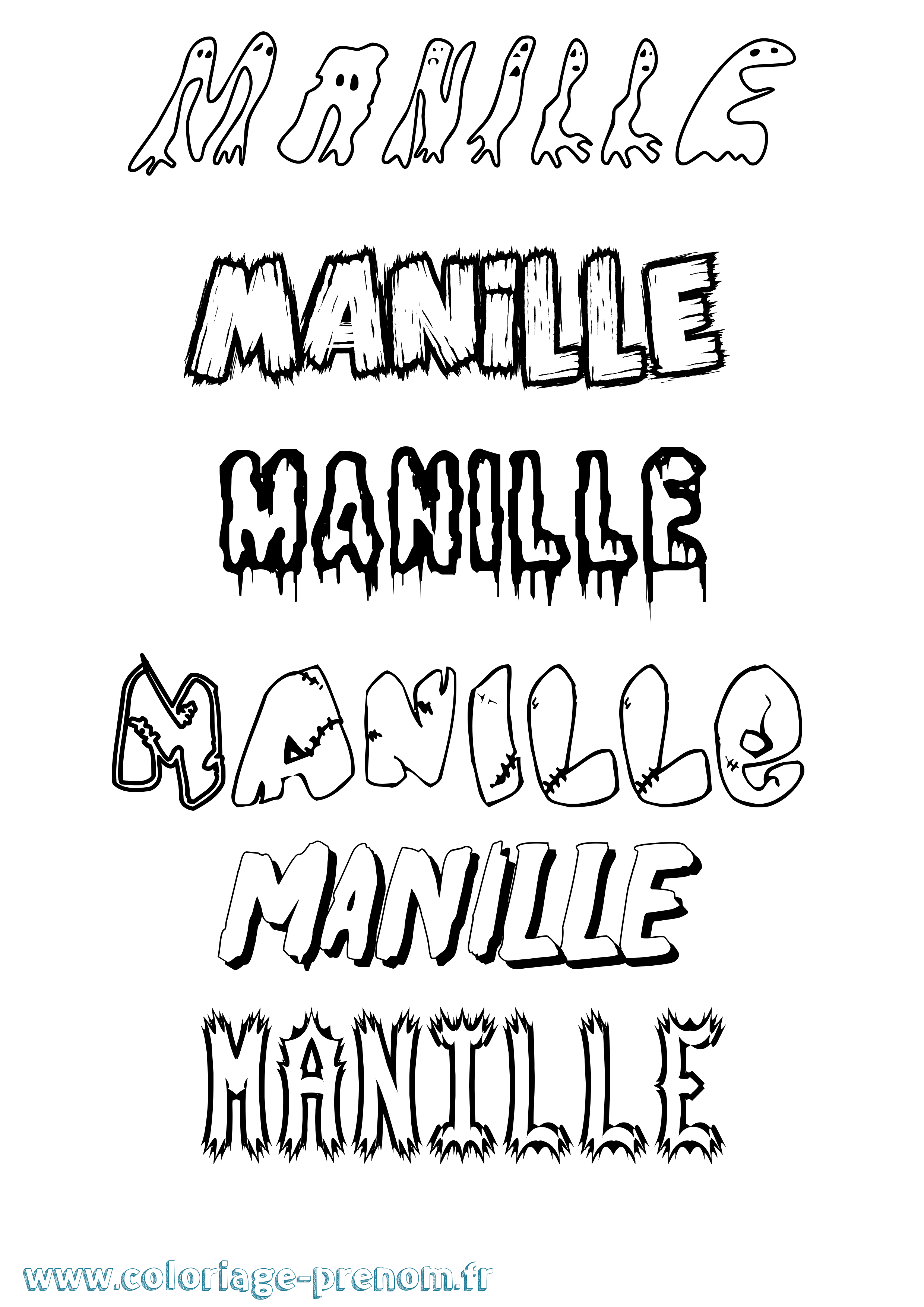 Coloriage Manille Frisson Coloriage prénom Manille Frisson