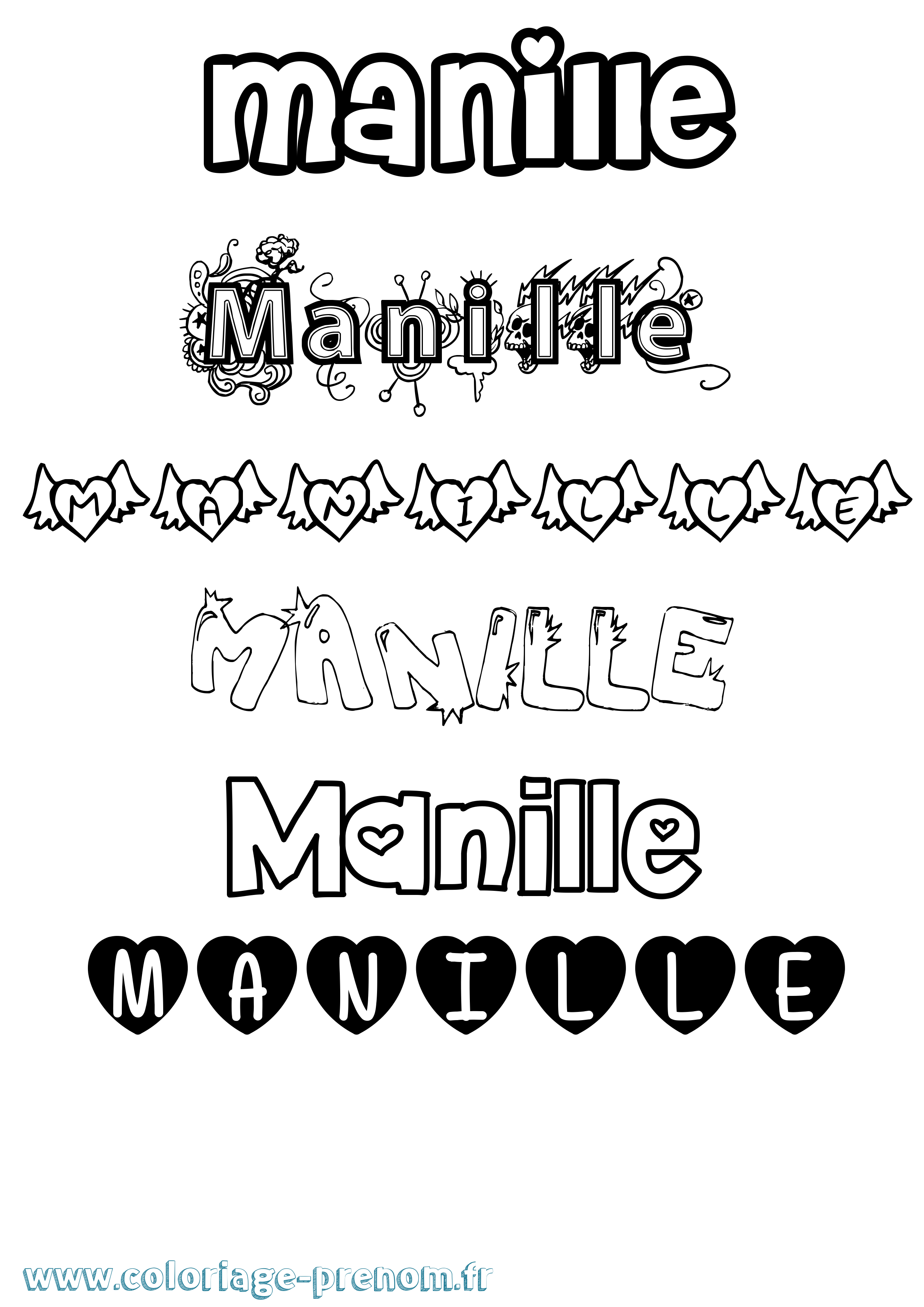 Coloriage Manille Girly Coloriage prénom Manille Girly